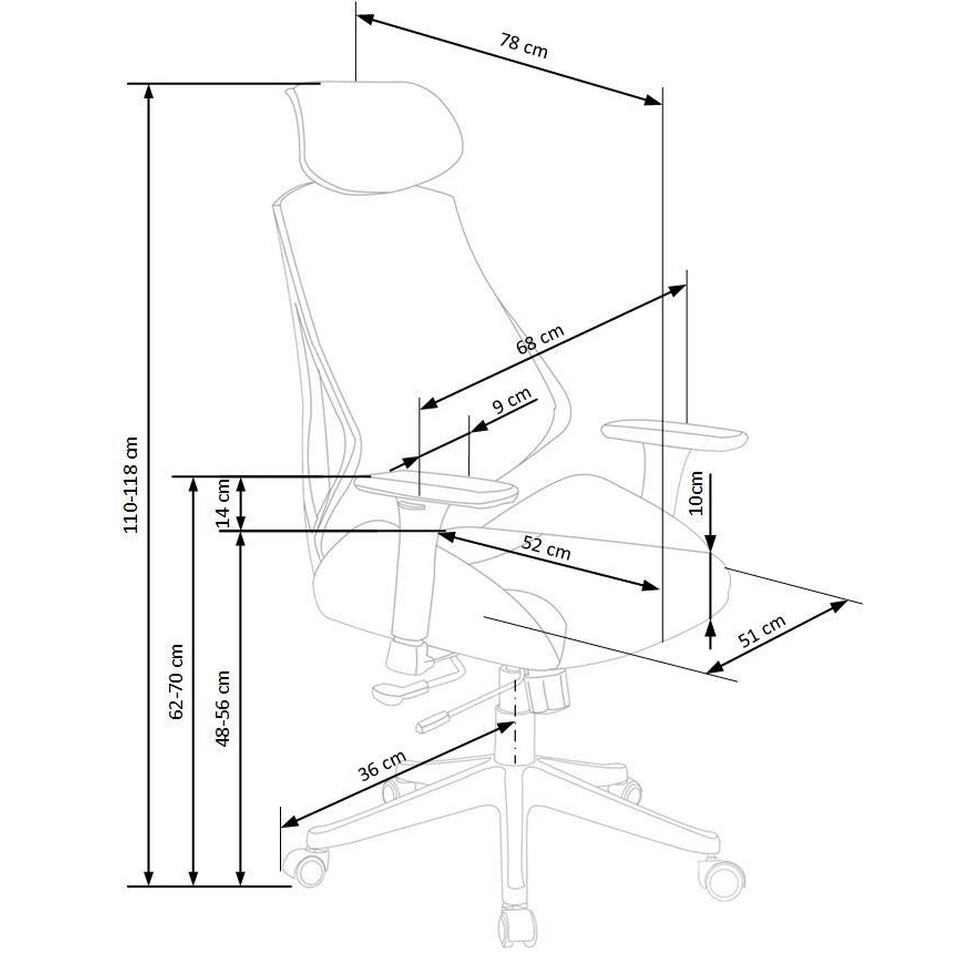 Scaun de birou HASEL, gri, piele ecologica/plasa, 68x78x110/118 cm