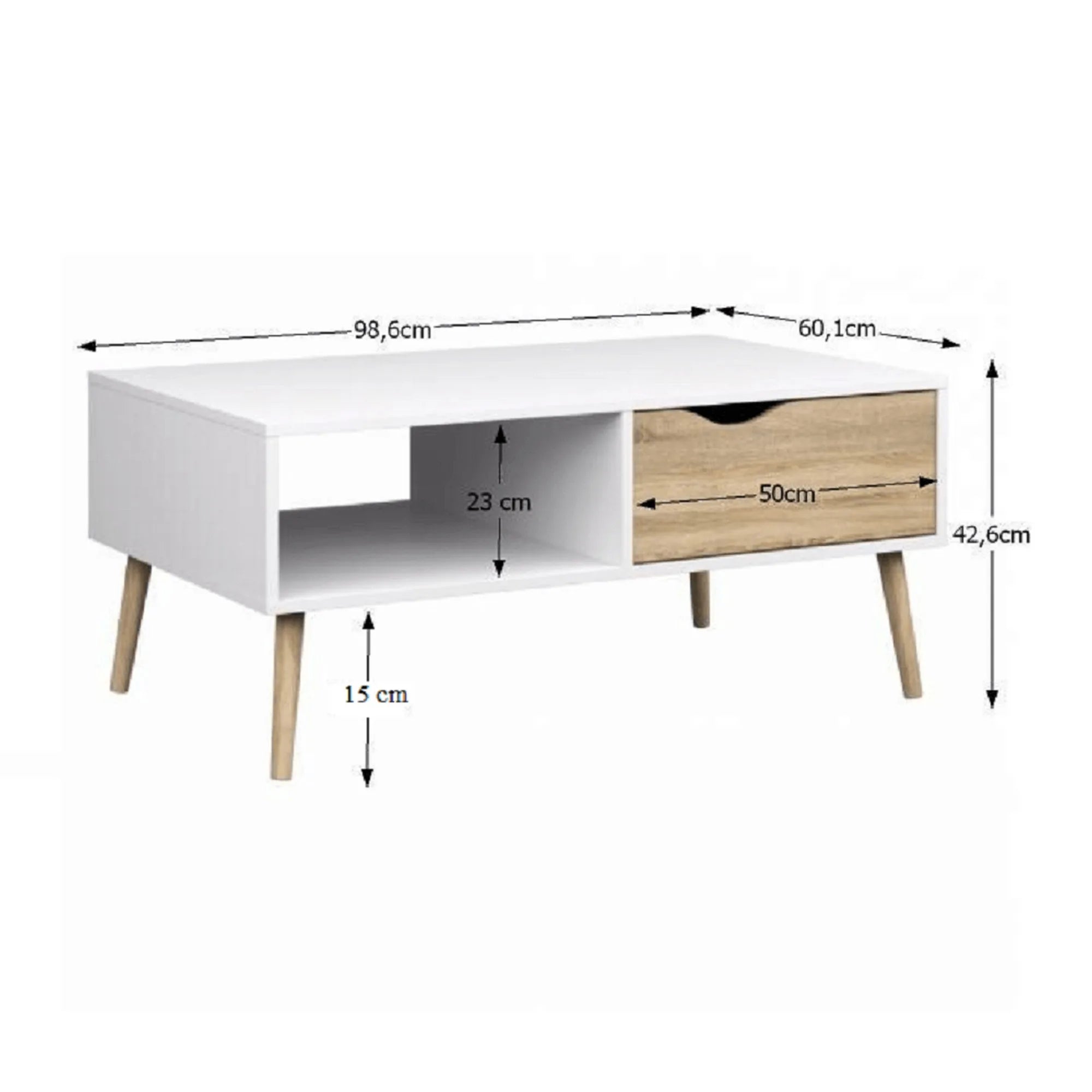Masuta de cafea OSLO 75384, stejar sonoma/alb, PAL melaminat, 99x60x43 cm