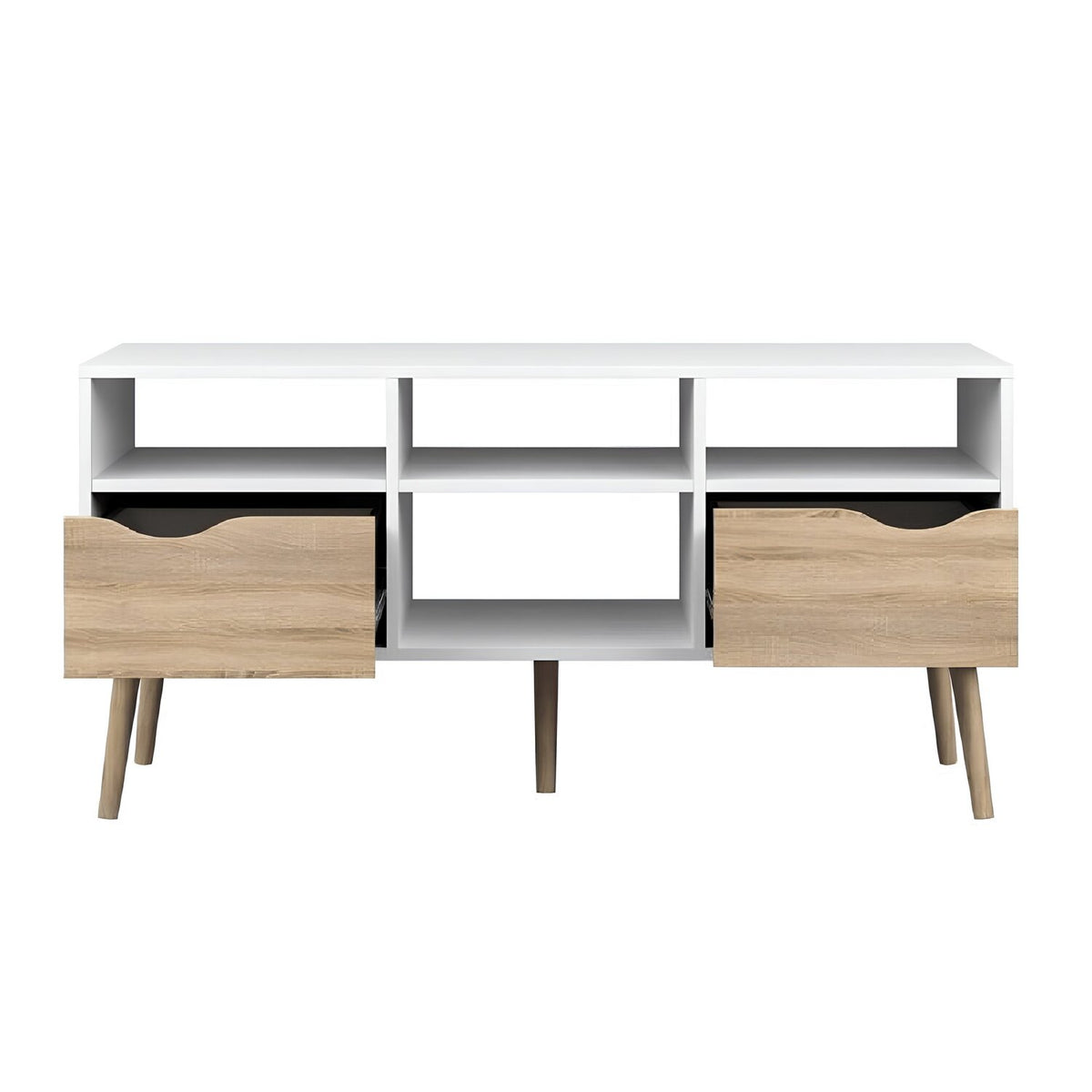 Comoda TV OSLO 75391, stejar sonoma/alb, PAL melaminat, 117x39x57 cm