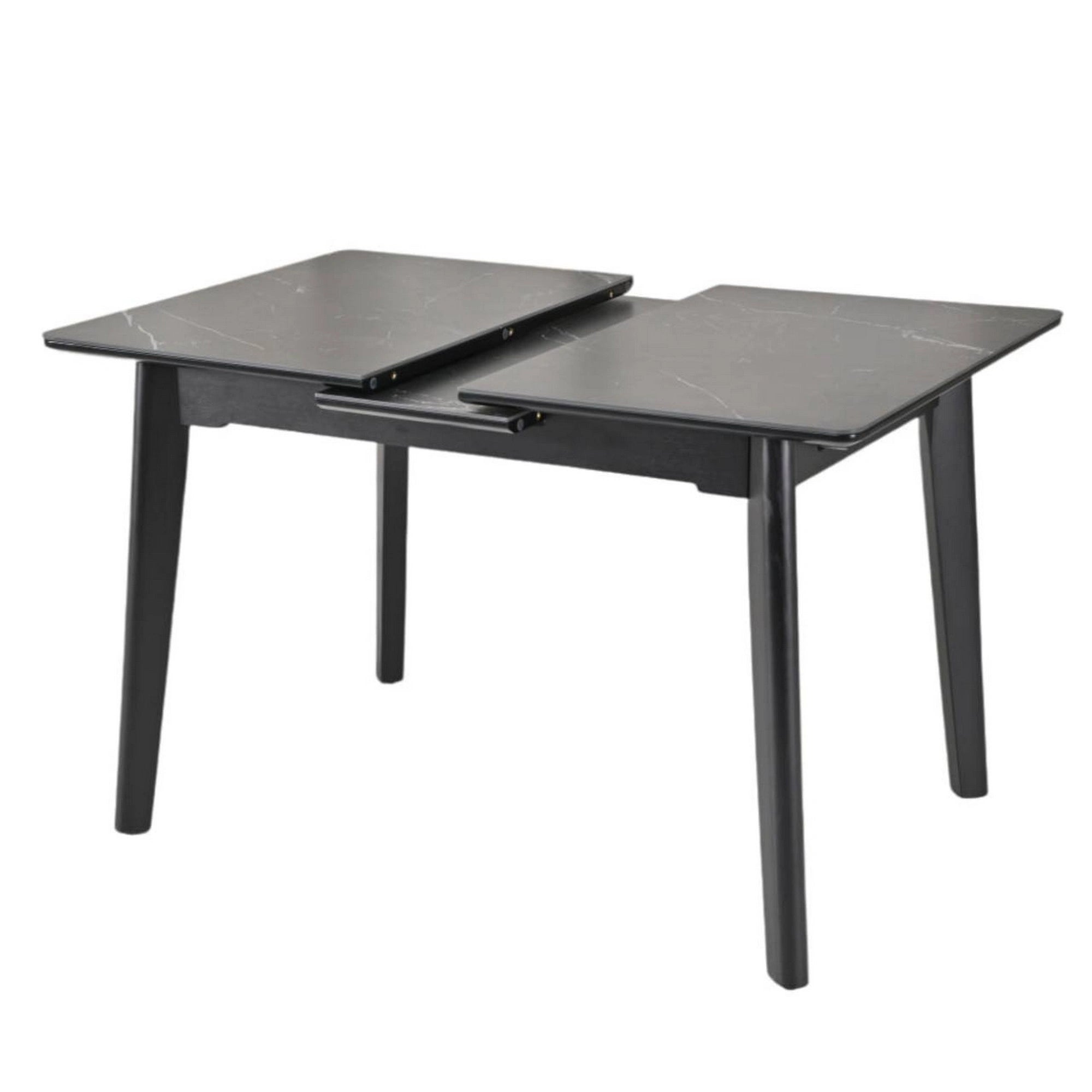 Masa extensibila OSTEN, negru cu efect de marmura, 110/140x80x76 cm