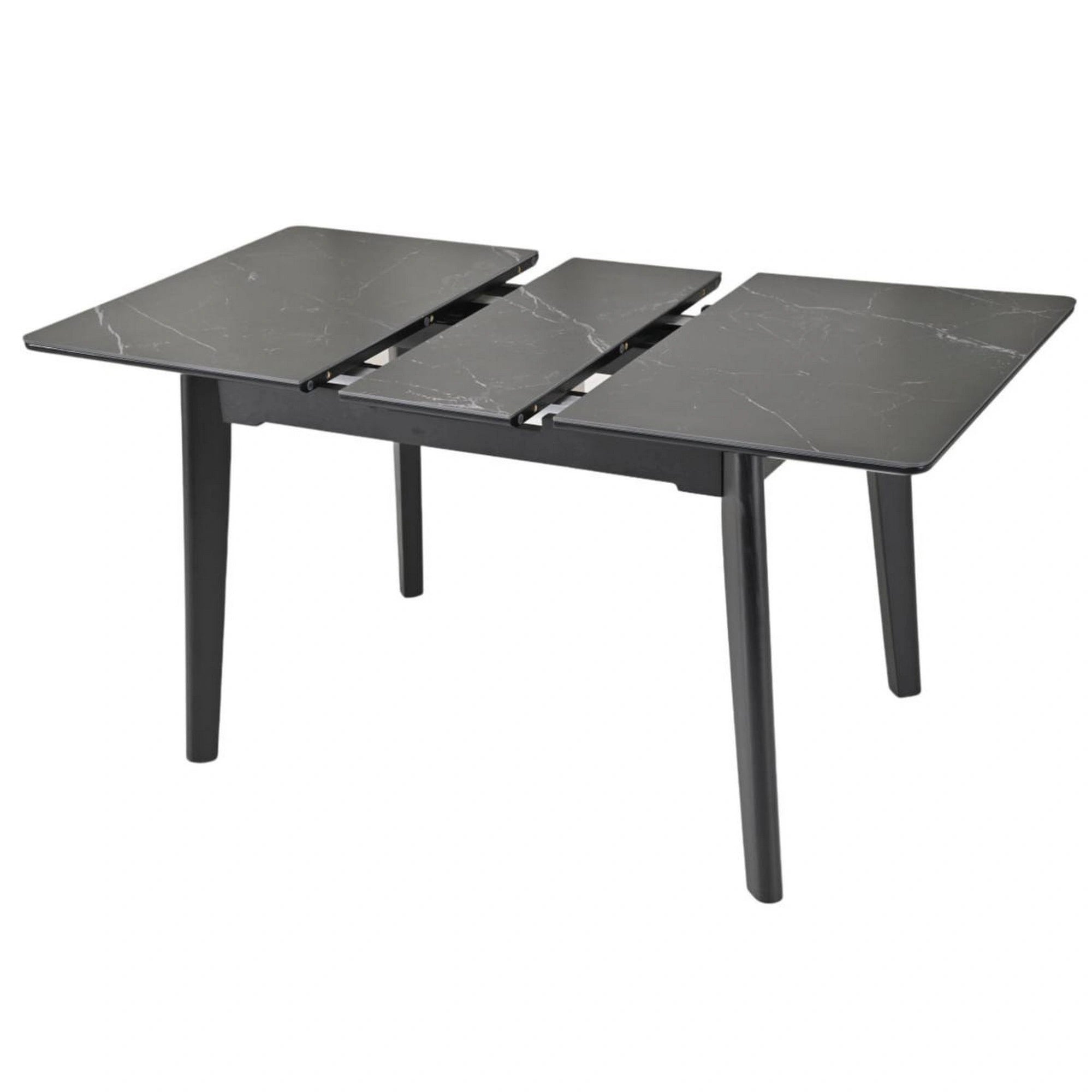 Masa extensibila OSTEN, negru cu efect de marmura, 110/140x80x76 cm