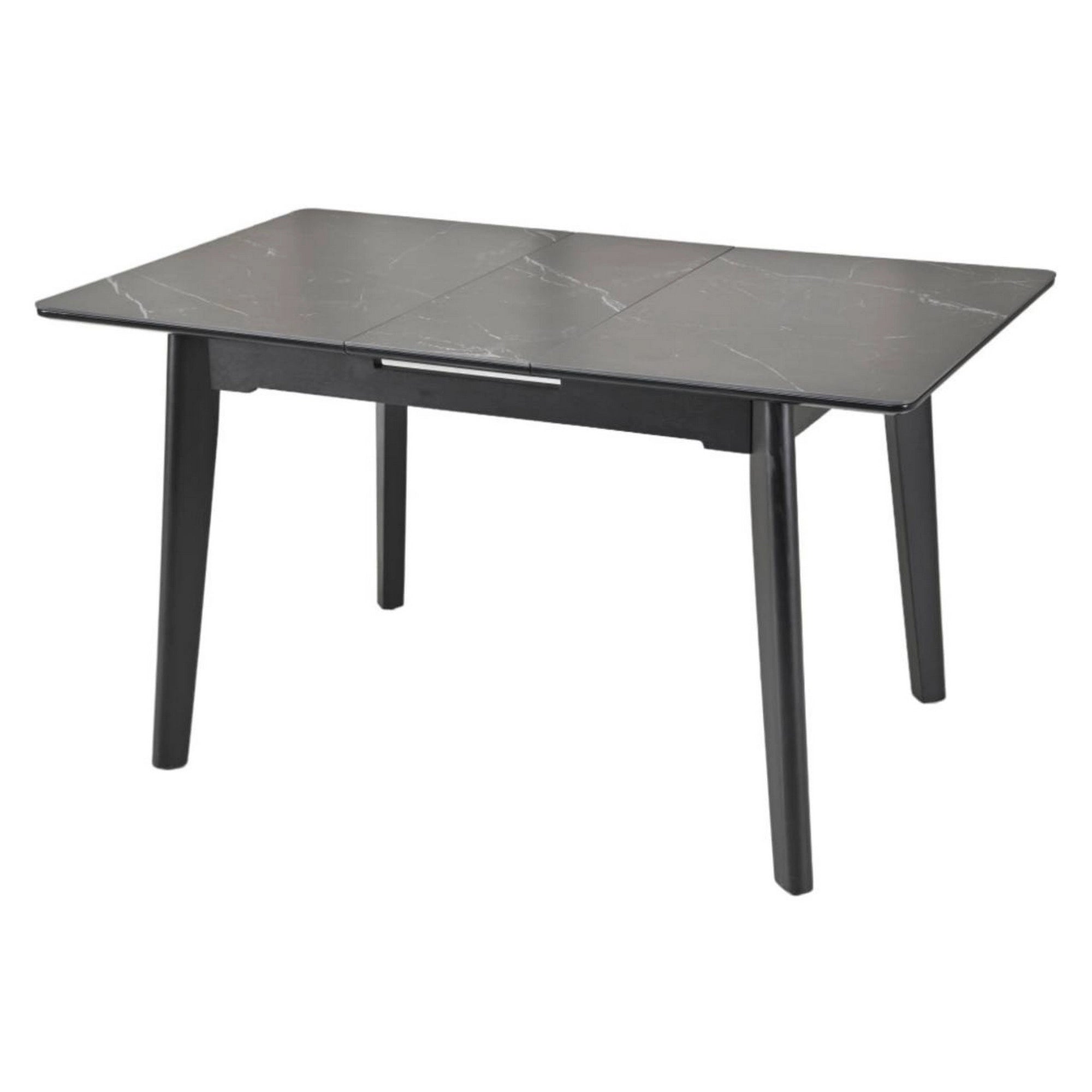 Masa extensibila OSTEN, negru cu efect de marmura, 110/140x80x76 cm