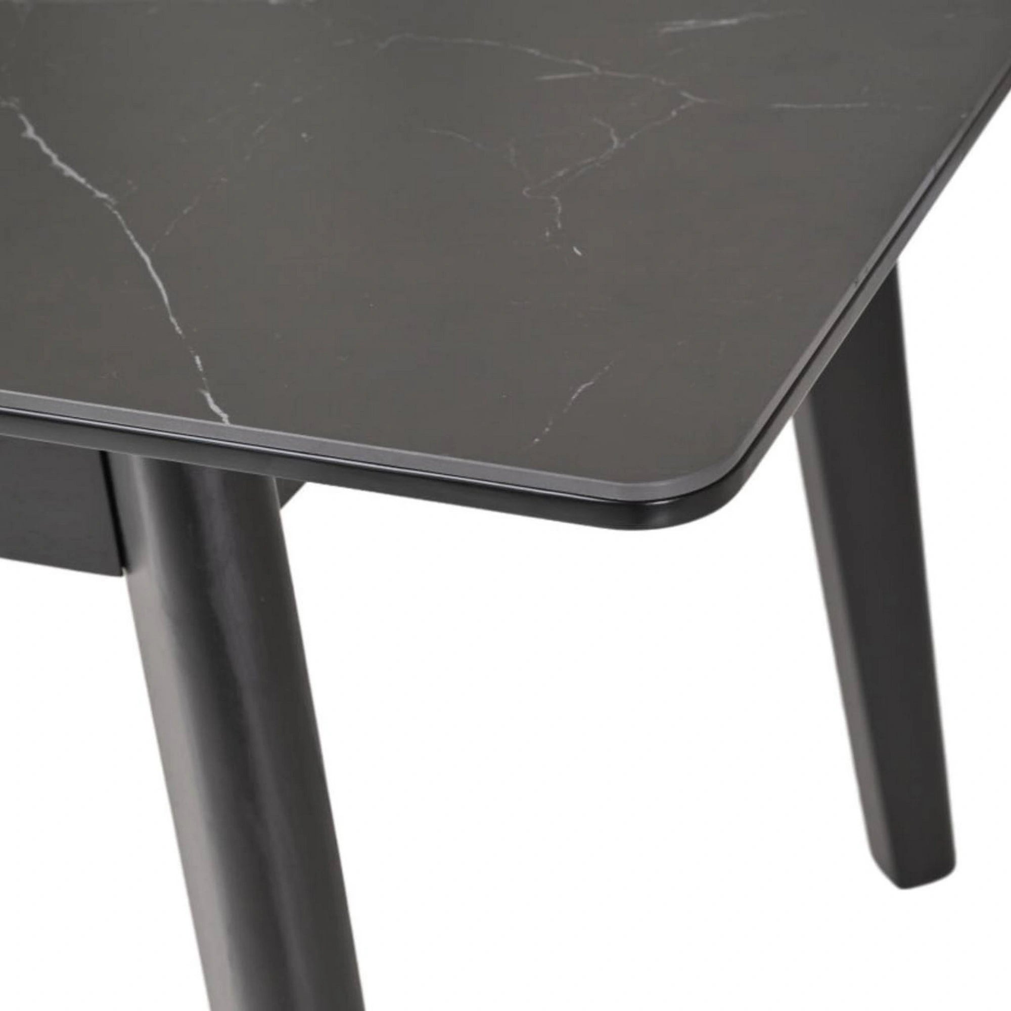 Masa extensibila OSTEN, negru cu efect de marmura, 110/140x80x76 cm
