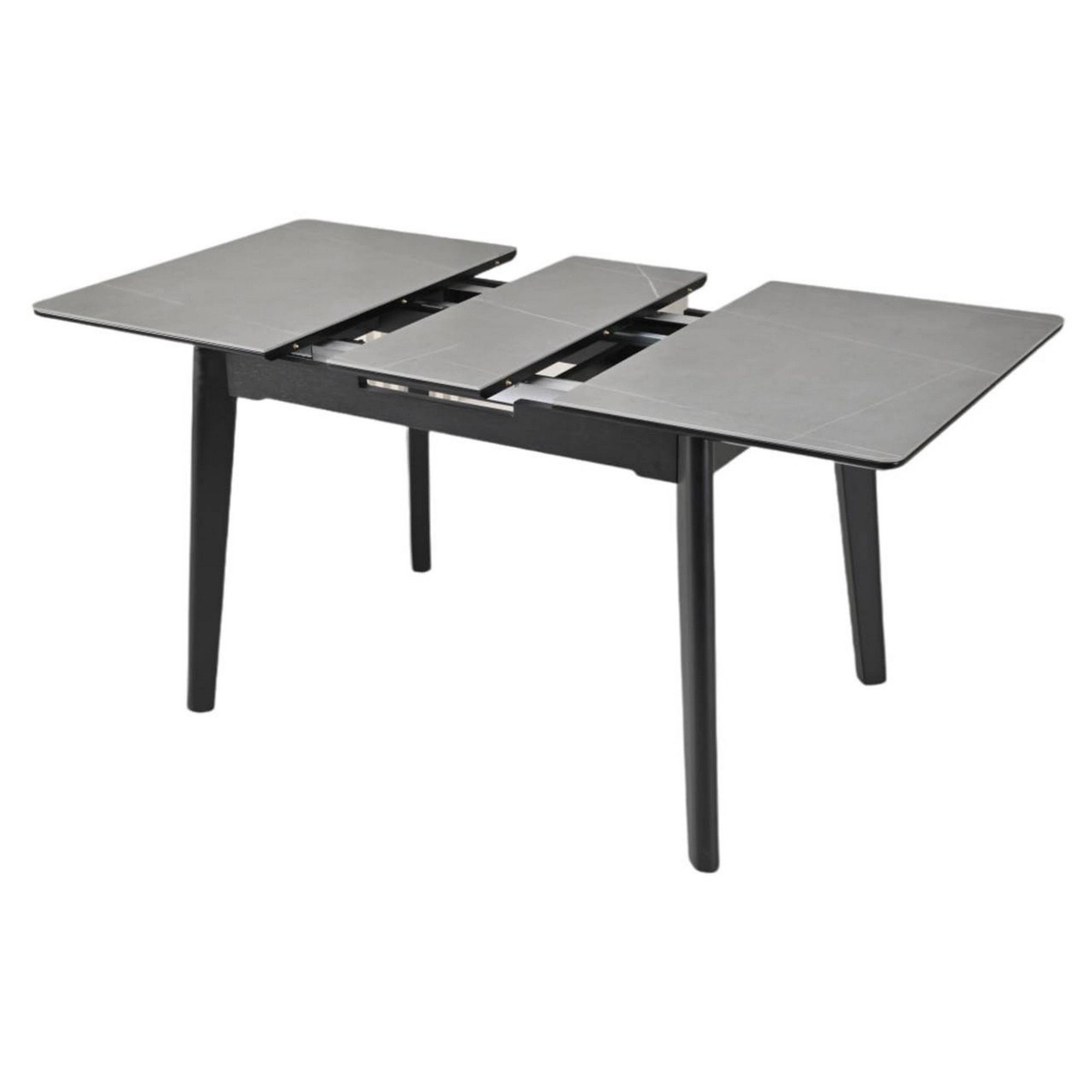 Masa extensibila OSTEN, gri cu efect de marmura/negru, 140/180x80x76 cm