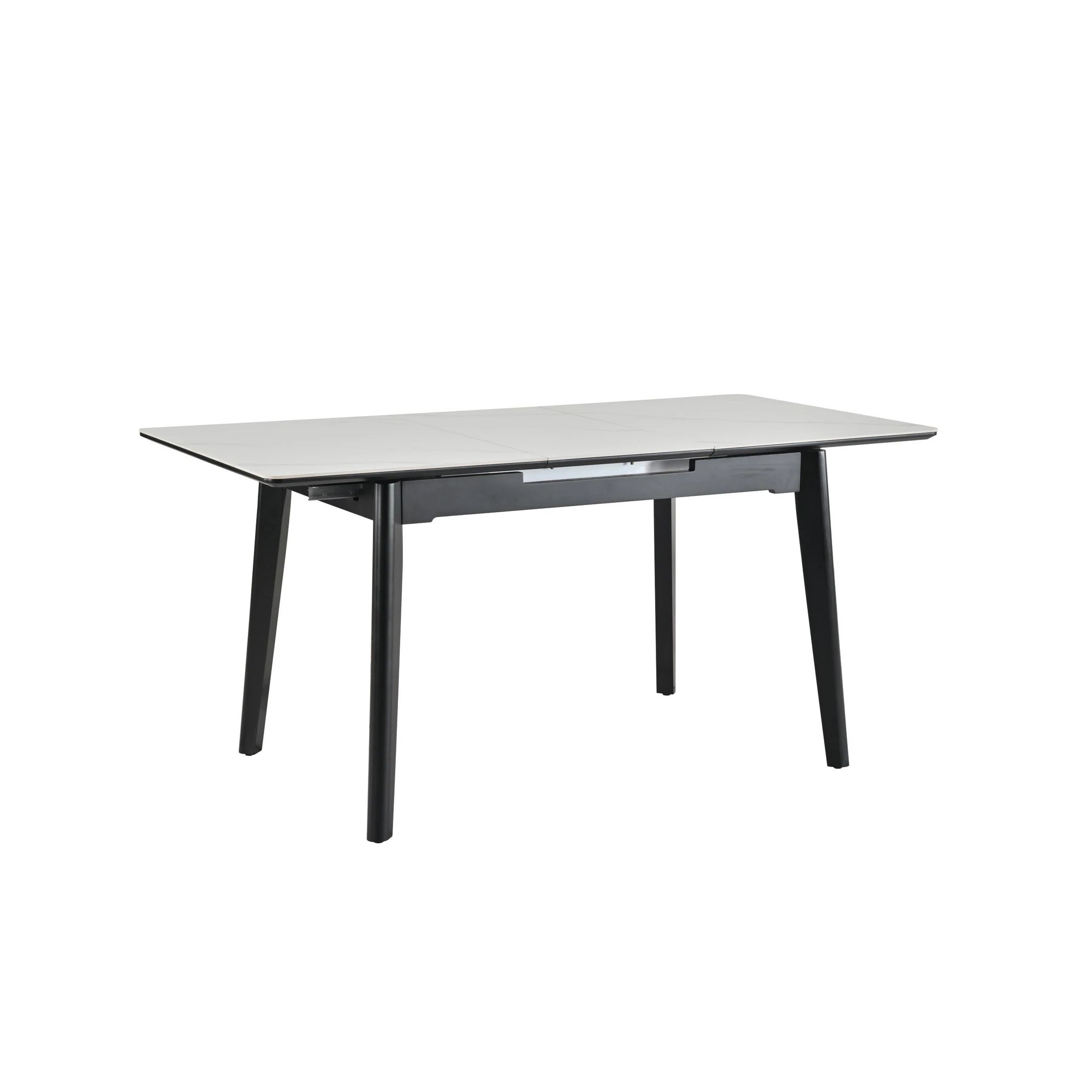 Masa extensibila OSTEN, alb cu efect de marmura/negru, 110/140x80x76 cm