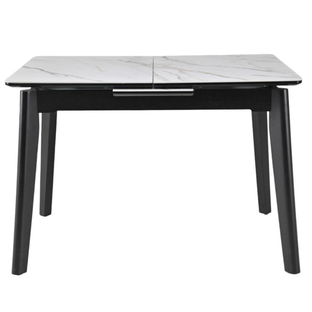 Masa extensibila OSTEN, alb cu efect de marmura/negru, 110/140x80x76 cm