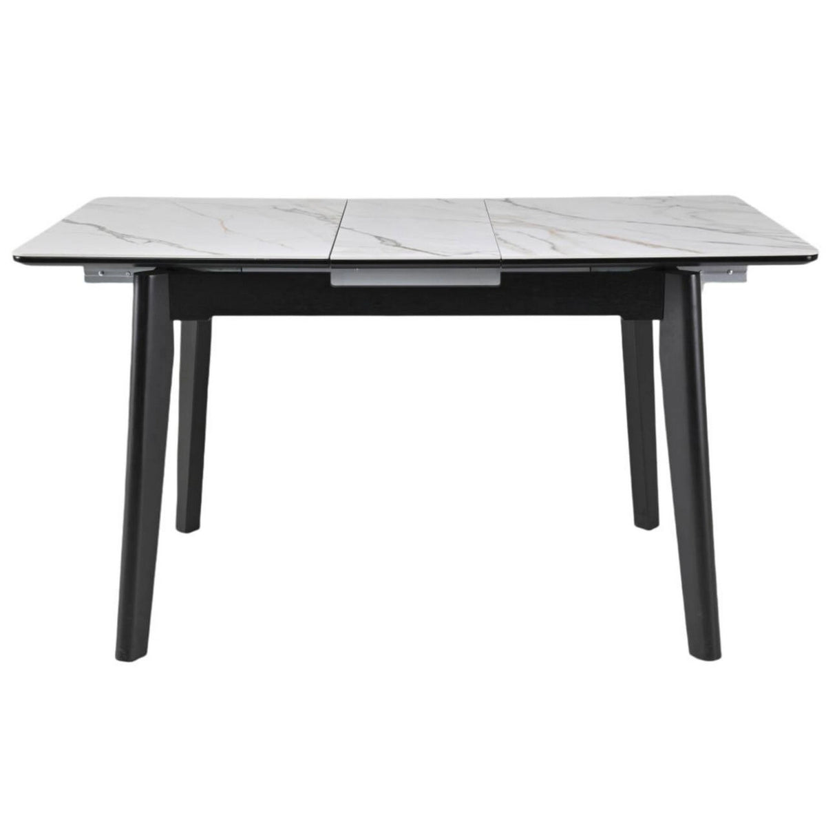 Masa extensibila OSTEN, alb cu efect de marmura/negru, 110/140x80x76 cm