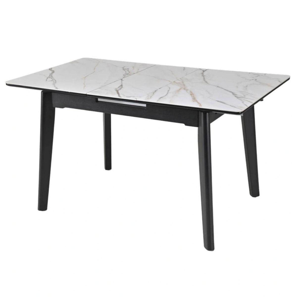 Masa extensibila OSTEN, alb cu efect de marmura/negru, 110/140x80x76 cm