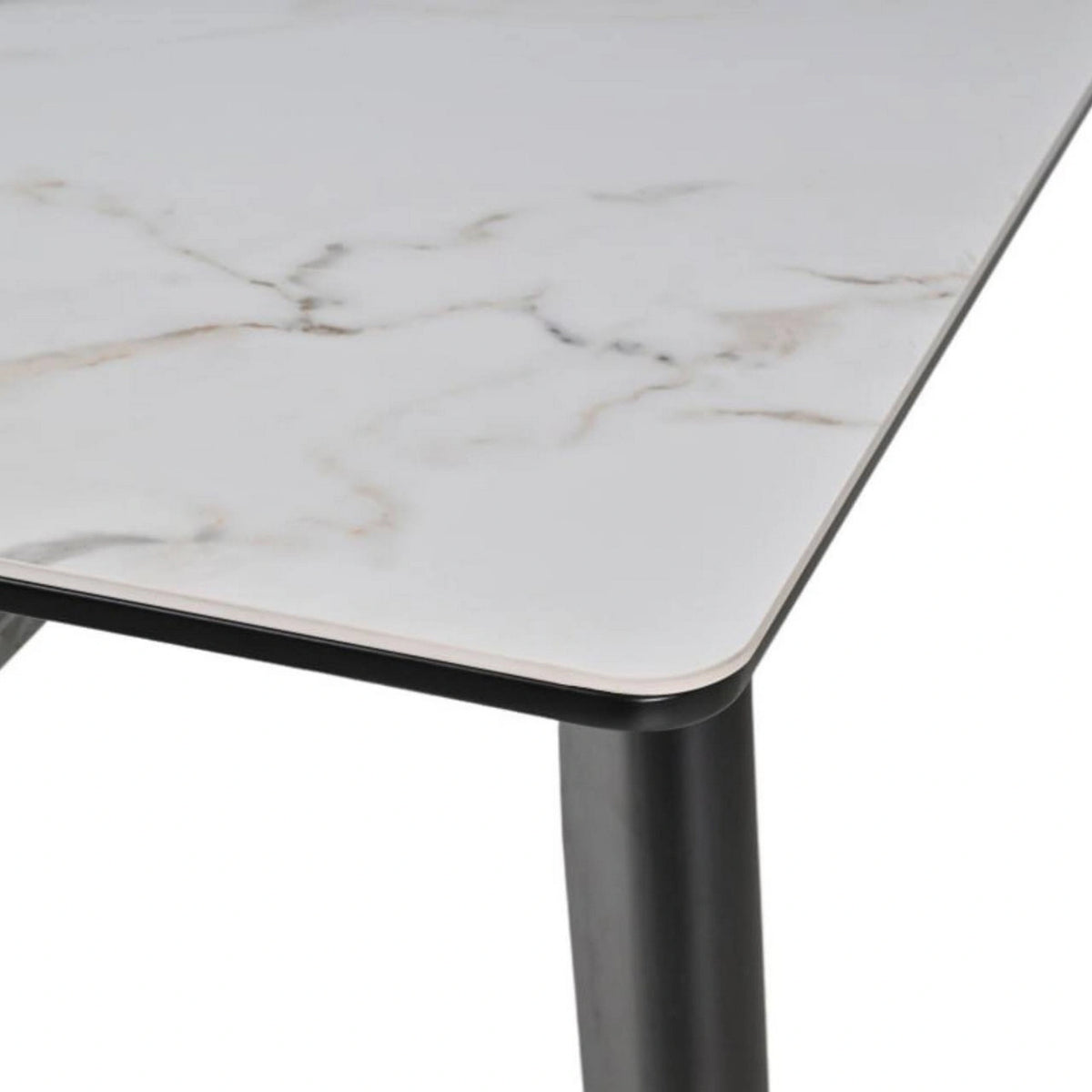Masa extensibila OSTEN, alb cu efect de marmura/negru, 110/140x80x76 cm