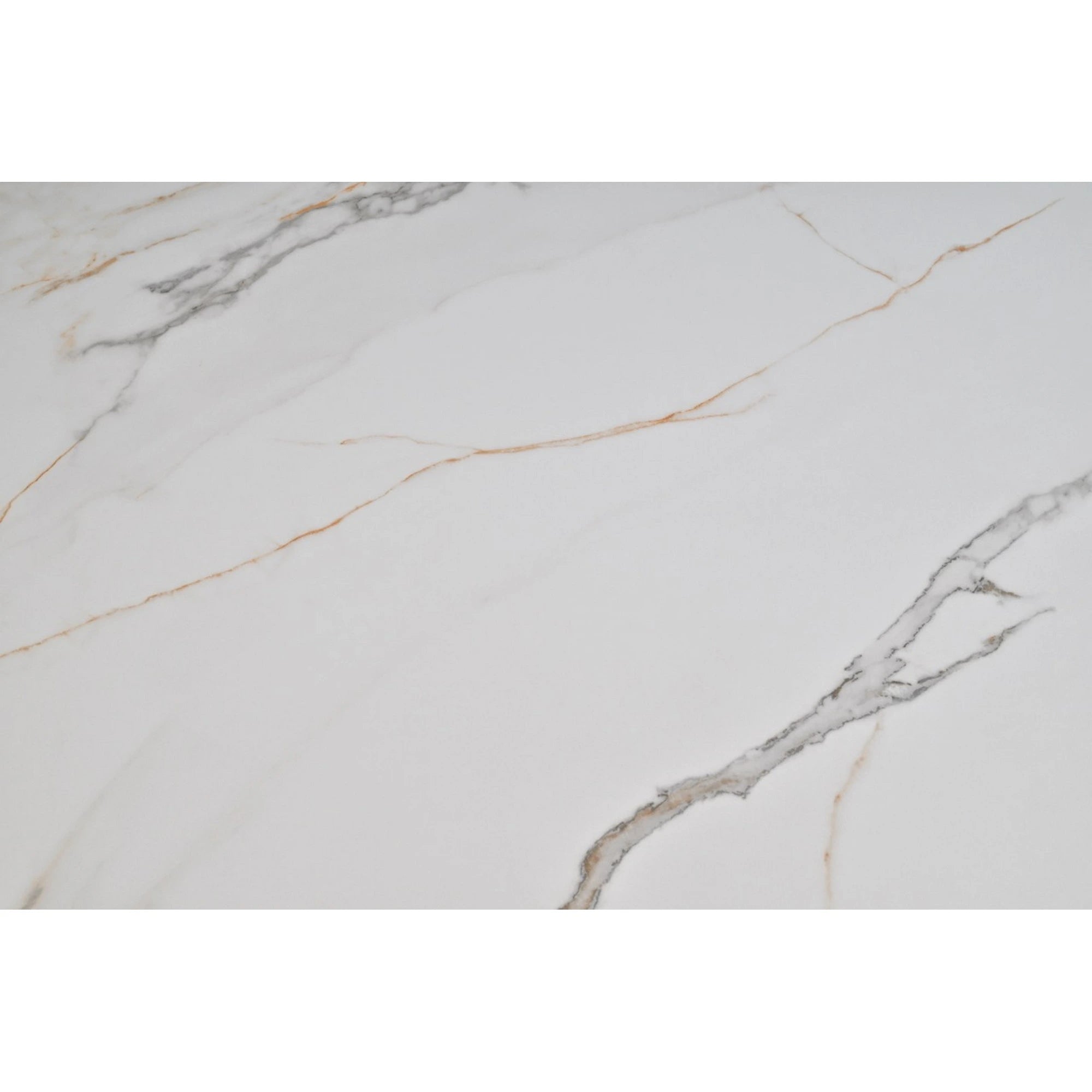 Masa extensibila OSTEN, alb cu efect de marmura/negru, 110/140x80x76 cm