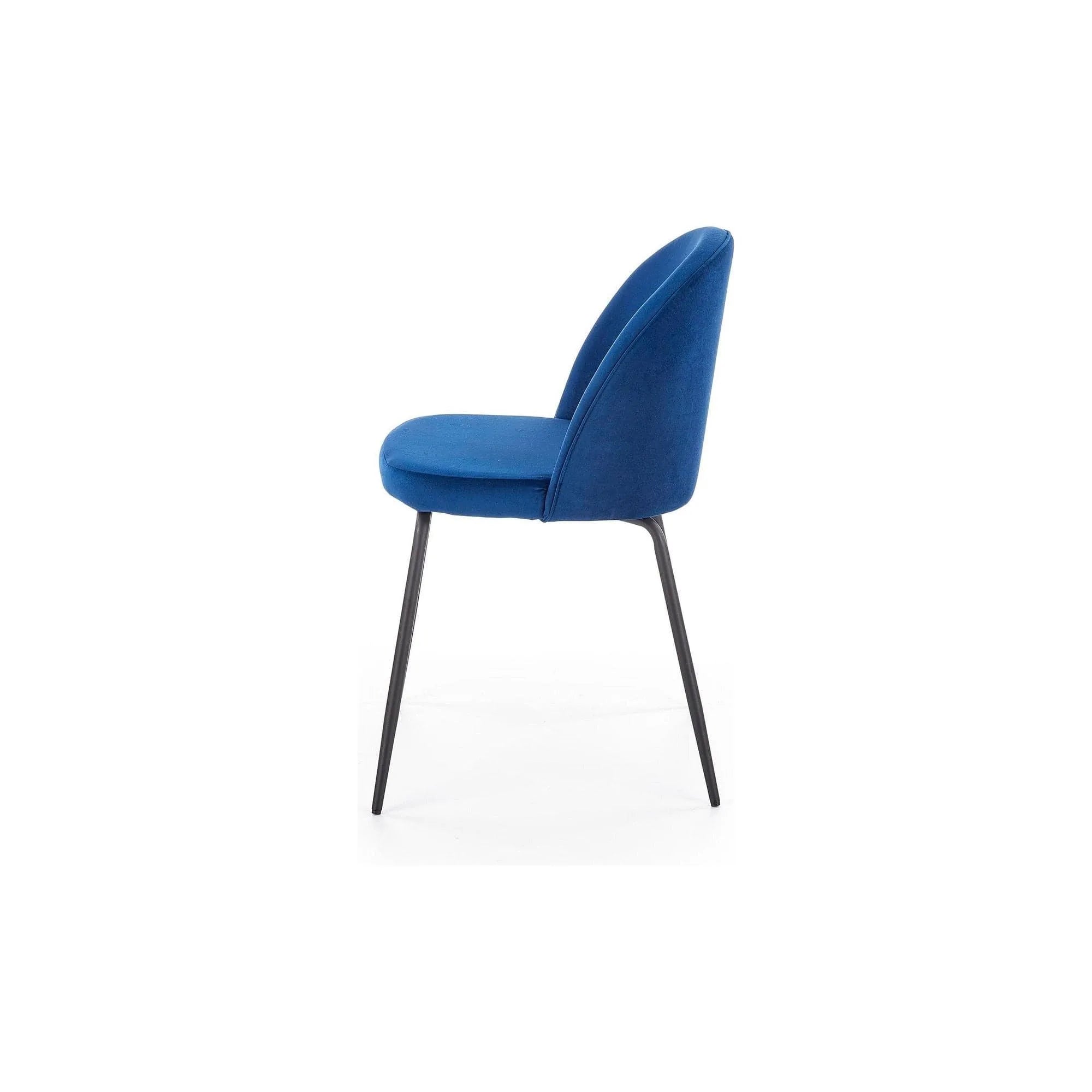 Scaun modern K314, albastru/negru, stofa catifelata/metal, 49x50x80 cm