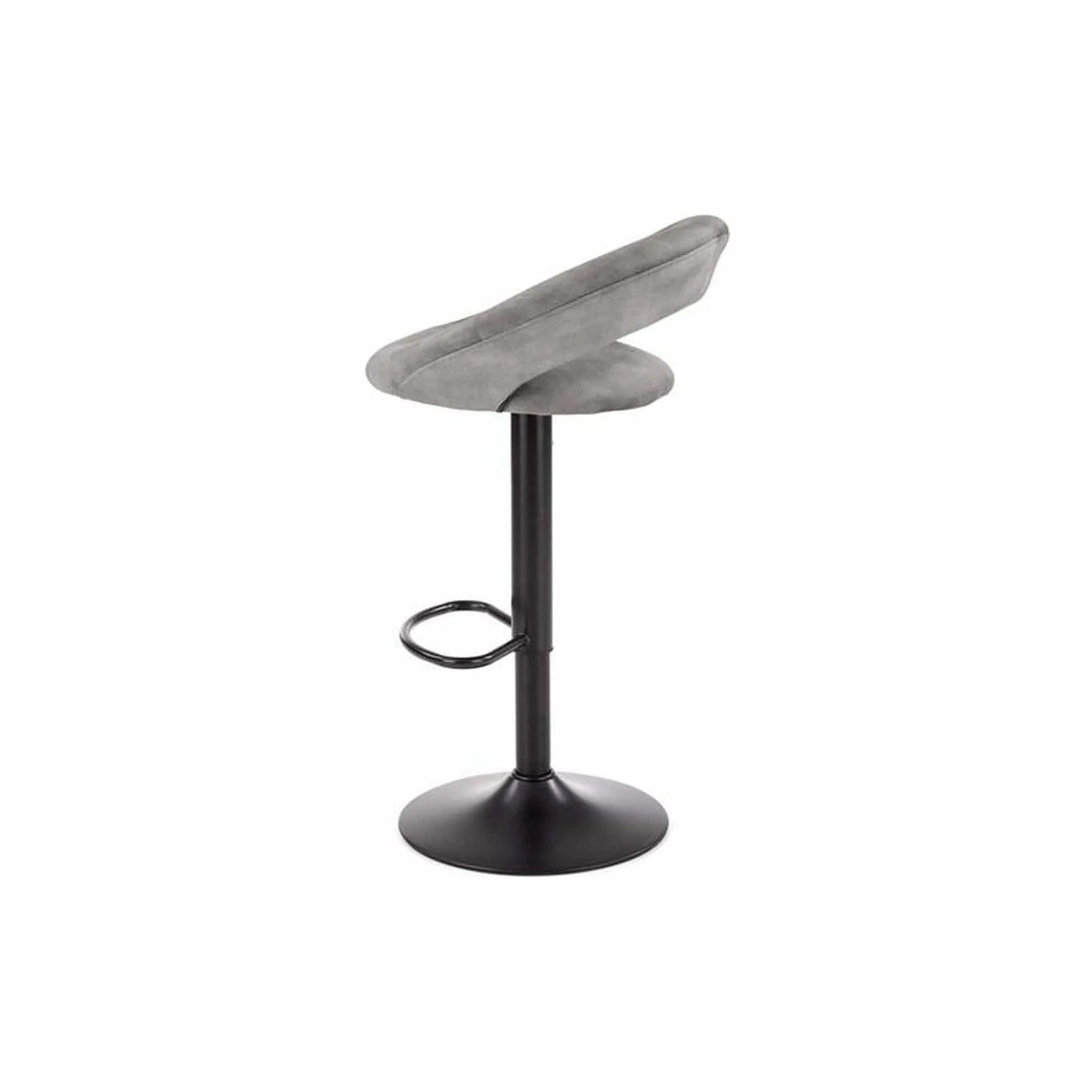 Scaun bar H102, gri - Bluvel14/negru, stofa catifelata/otel, 53x48x78/100 cm