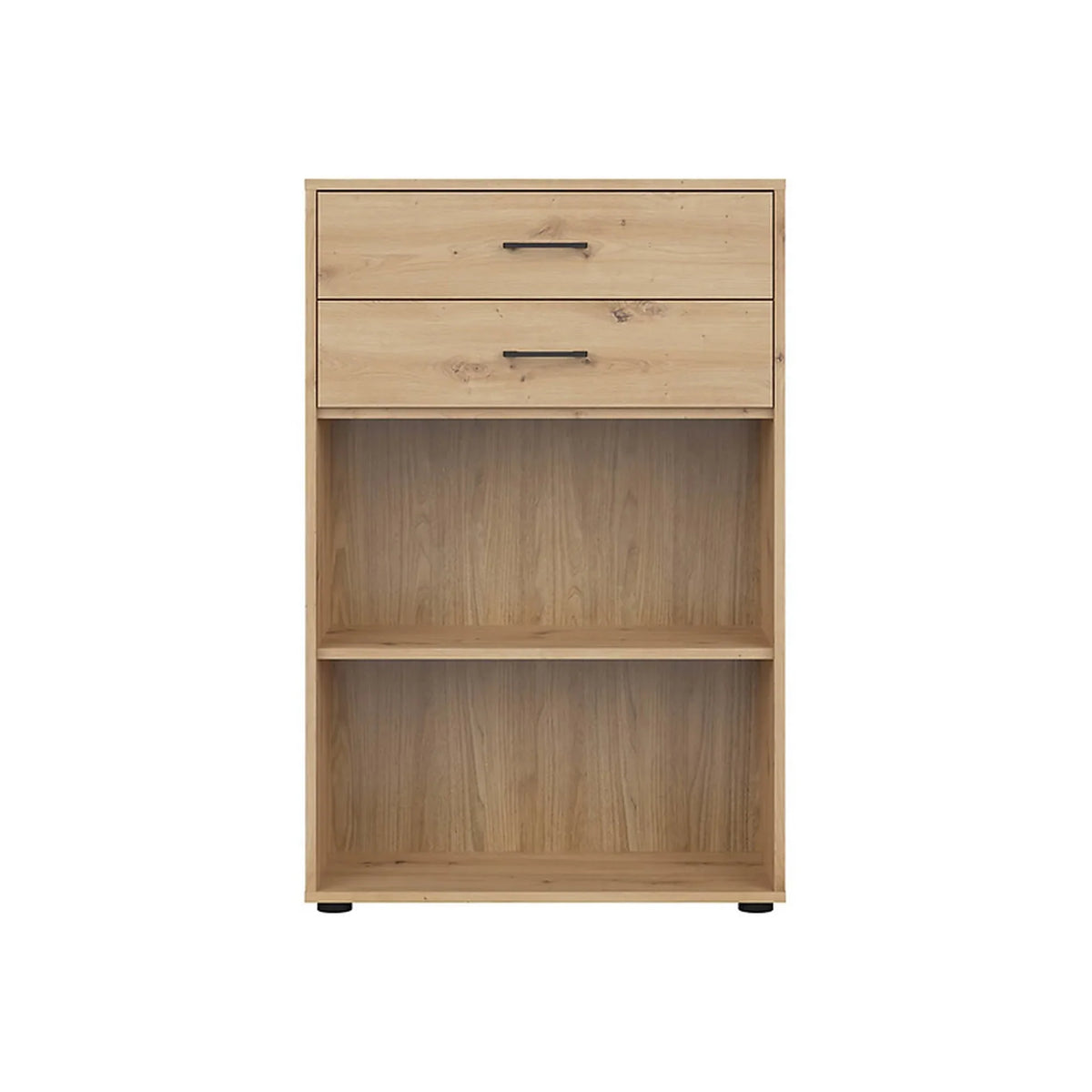 Comoda SPACE OFFICE, stejar artisan, PAL laminat, cu 2 sertare, 80x37x122 cm