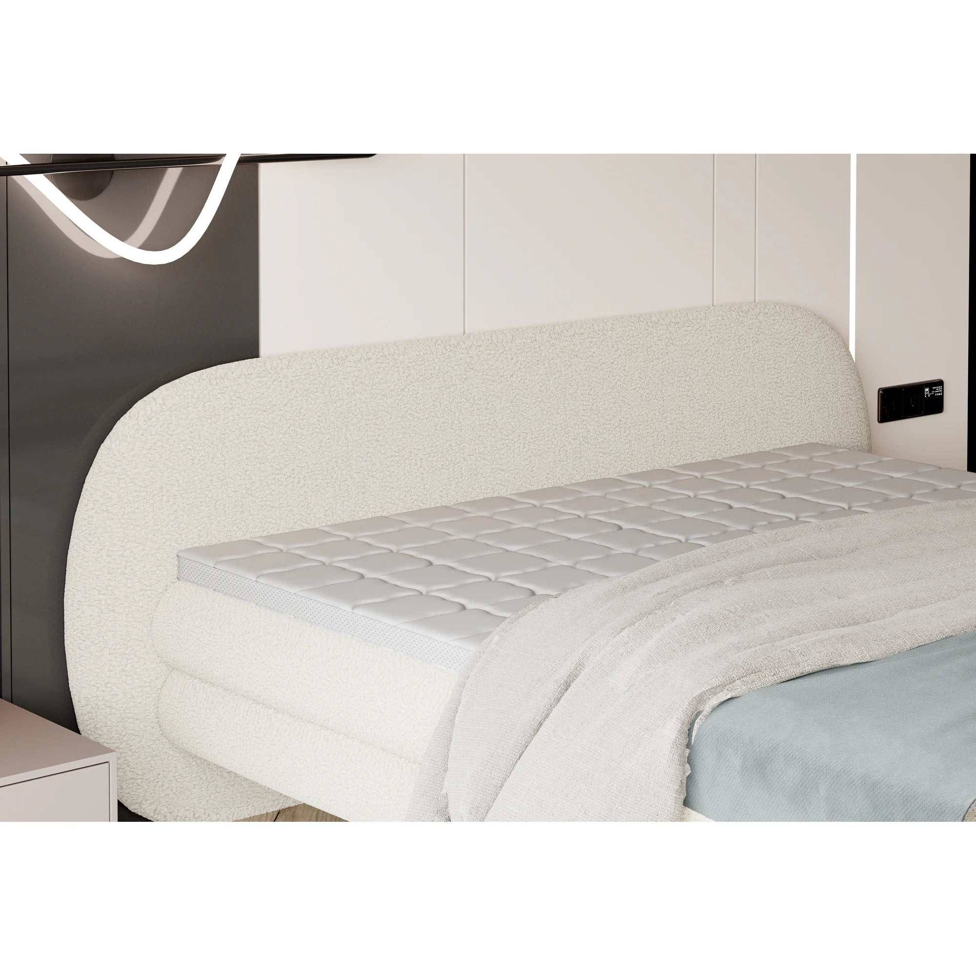 Pat boxspring OVO 160x200, personalizabil materiale Gama Premium, cu saltele si topper