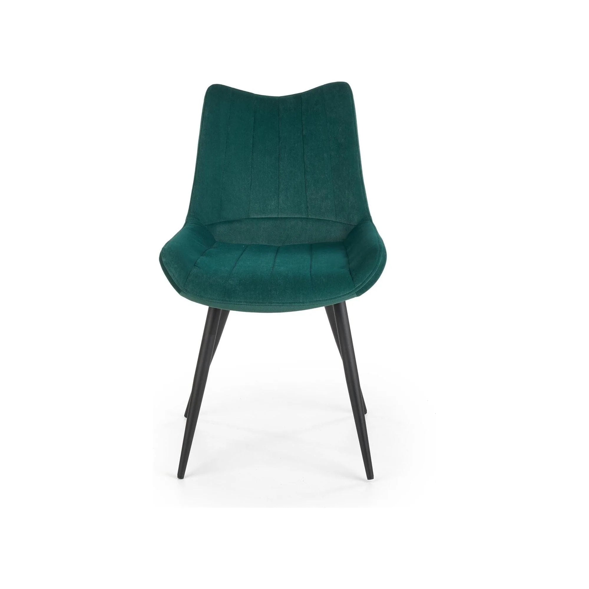 Scaun tapitat K388, verde/negru, stofa catifelata/metal, 53x61x87 cm