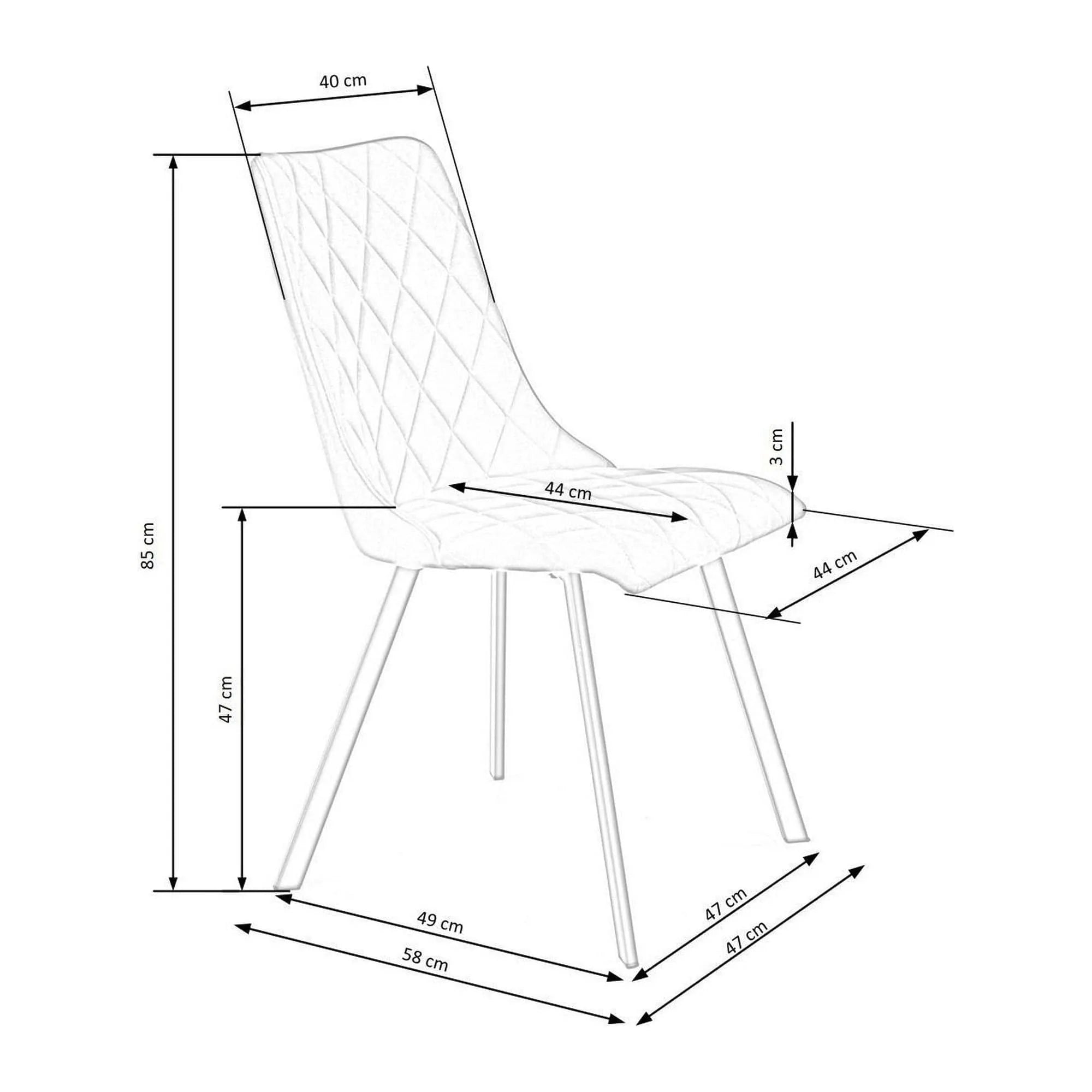 Scaun K450, negru, stofa catifelata/metal, 44x58x85 cm