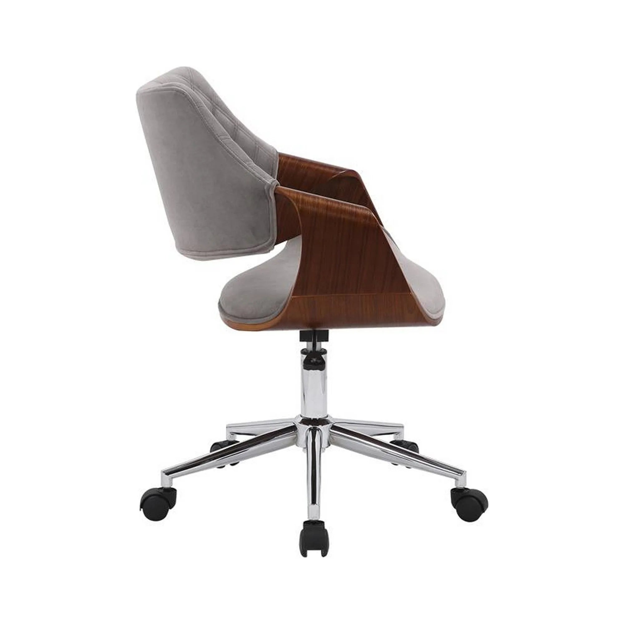 Scaun birou COLT, gri/maro/crom, stofa catifelata/placaj, 58x64x80/90 cm