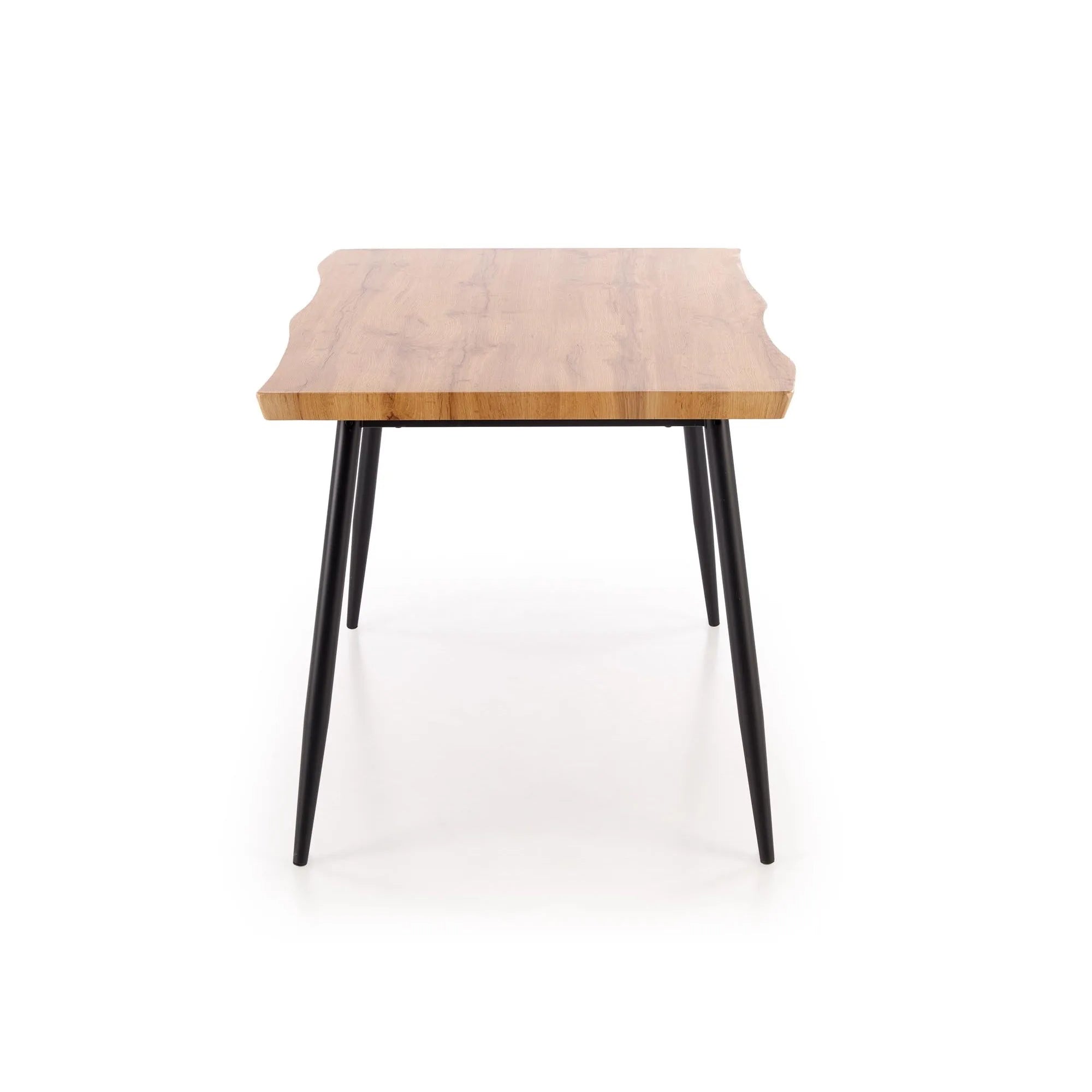 Set masa cu 4 scaune DICKY, stejar/negru/gri, stofa clasica/PAL/metal