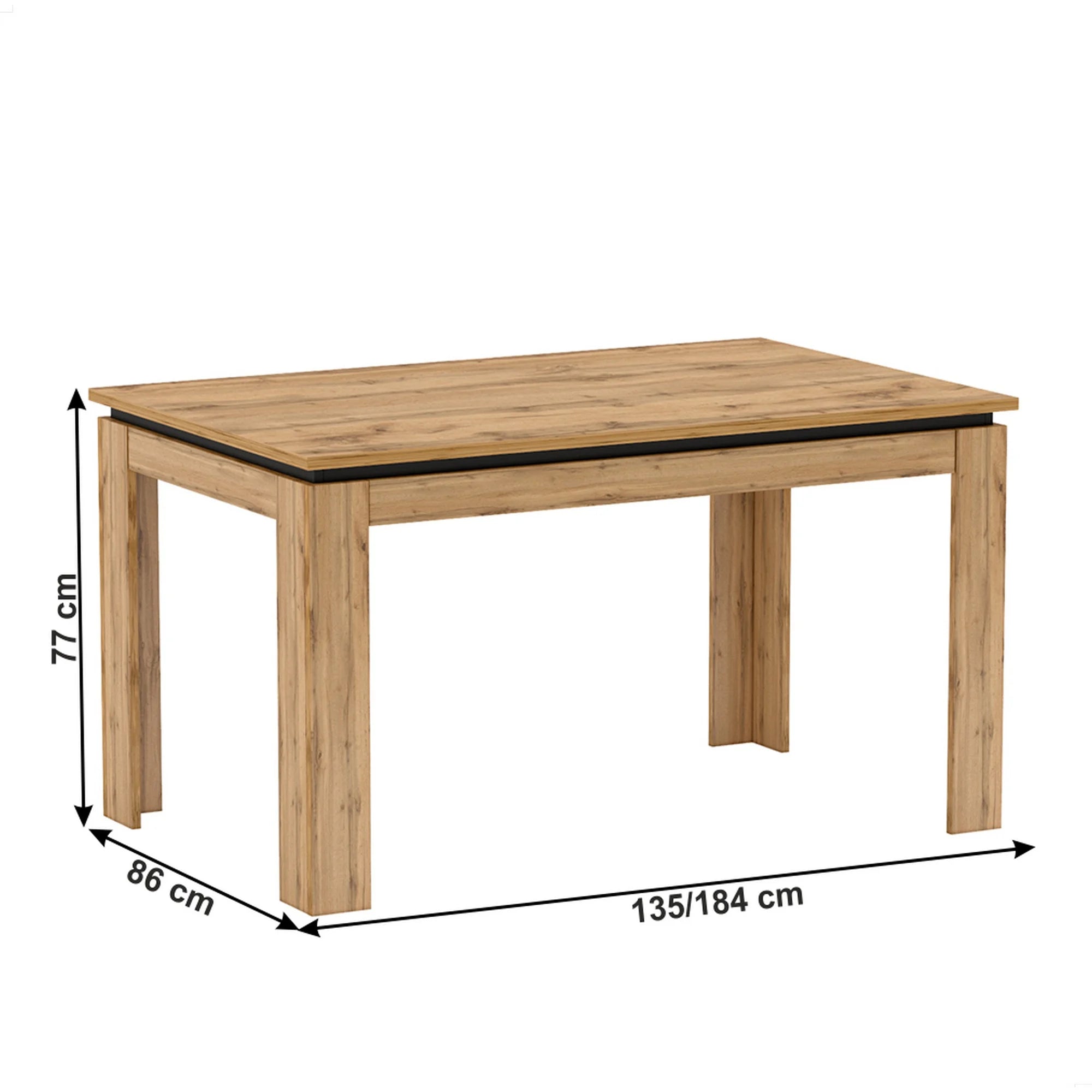 Masa extensibila TORONTA S, stejar wotan, DTD laminat, 135/184x86x76 cm