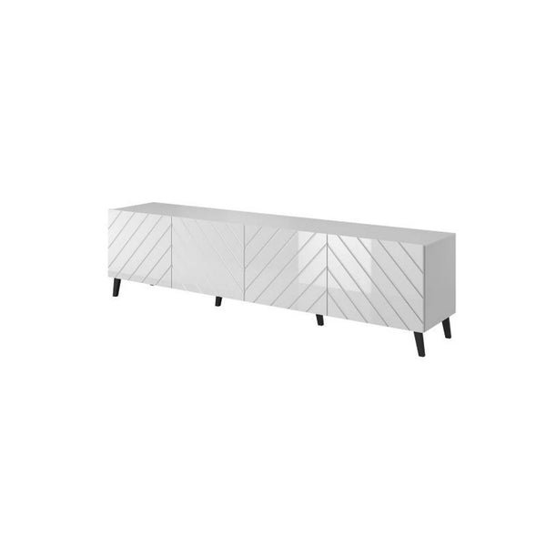 Comoda TV ABETO, alb/negru, PAL/plastic, 200x42x52 cm