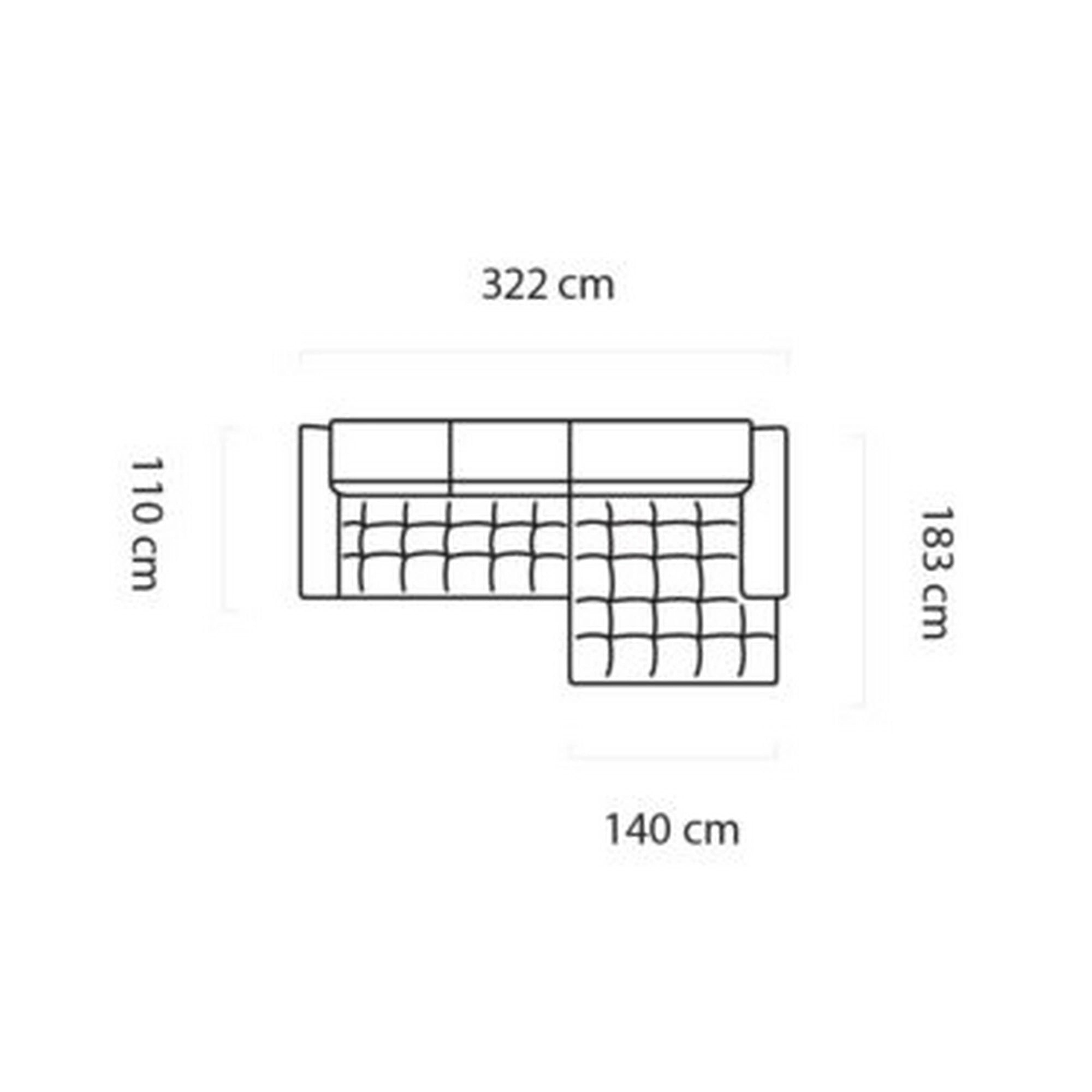 Coltar PALLADIO MINI, sezlong stanga, stofa catifelata gri - Monolith 92, cu tetiere reglabile si reglaj electric, 322x183x99 cm