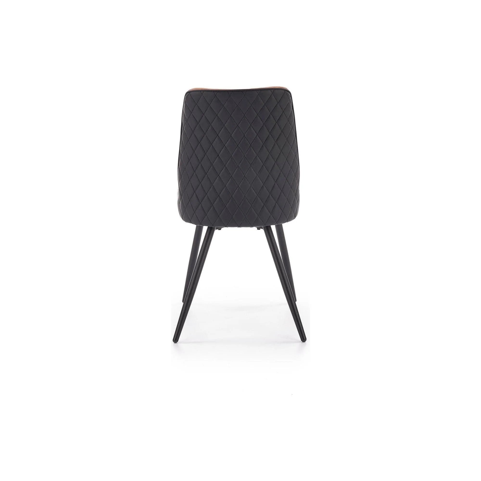 Scaun tapitat K323, maro/negru, piele ecologica/metal, 45x59x88 cm