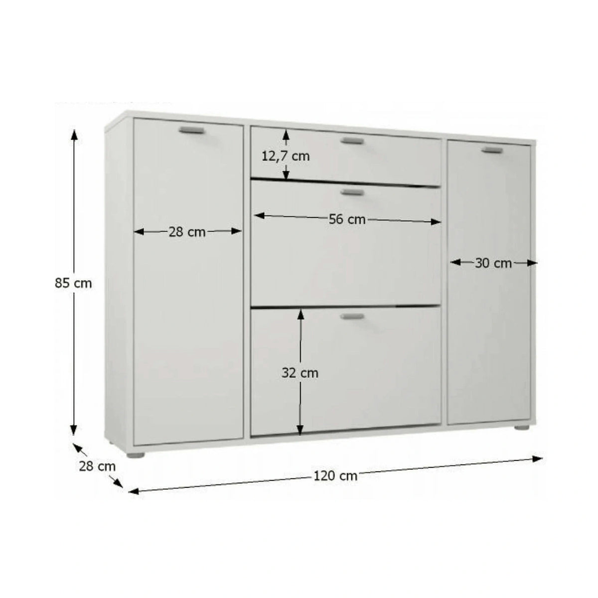 Pantofar ANABELA, alb, PAL melaminat, 120x28x85 cm