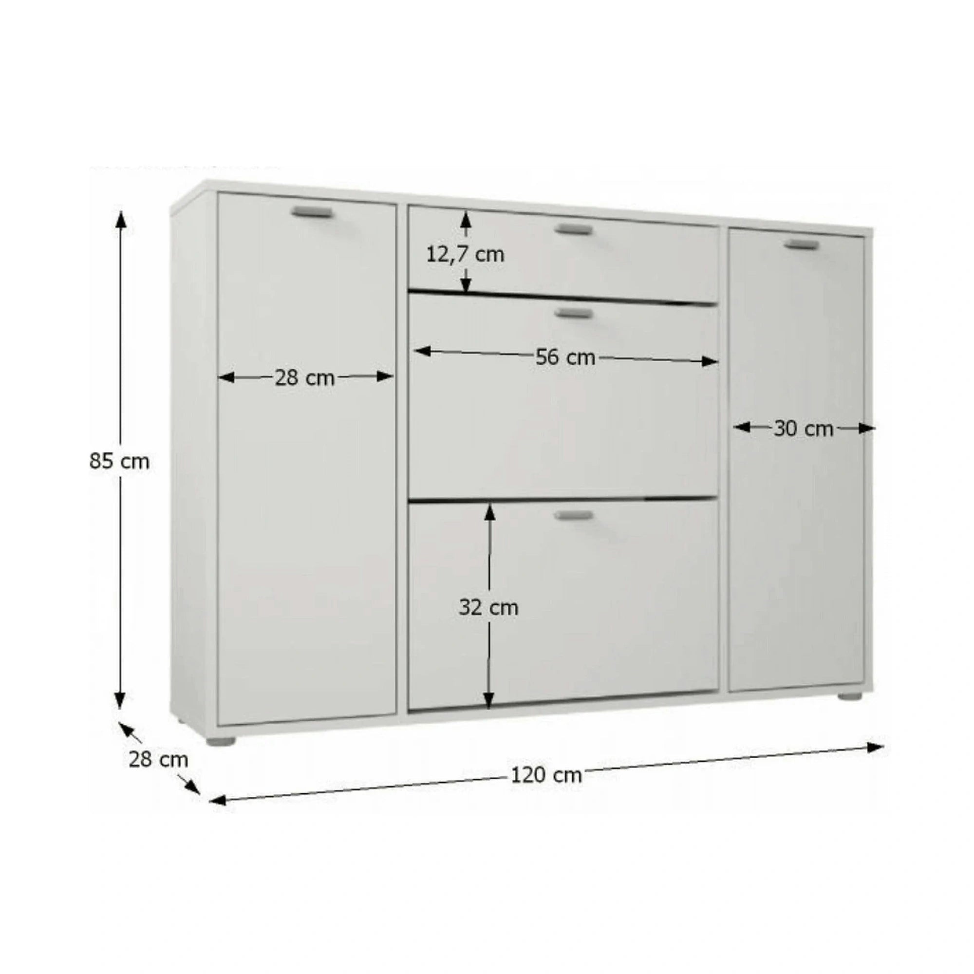 Pantofar ANABELA, alb, PAL melaminat, 120x28x85 cm