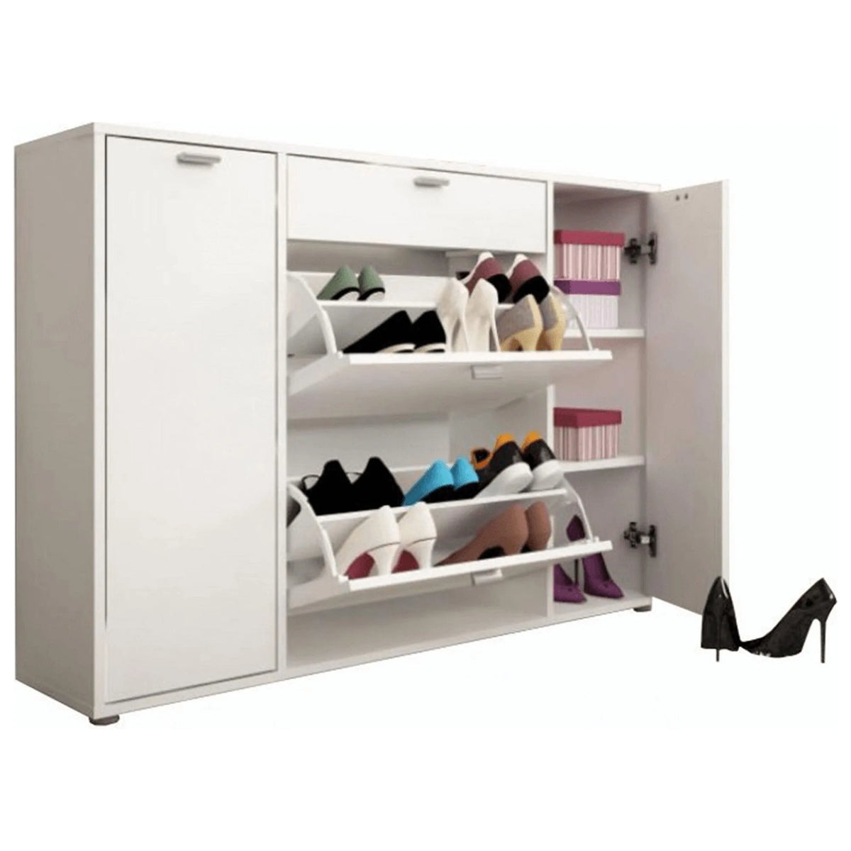 Pantofar ANABELA, alb, PAL melaminat, 120x28x85 cm