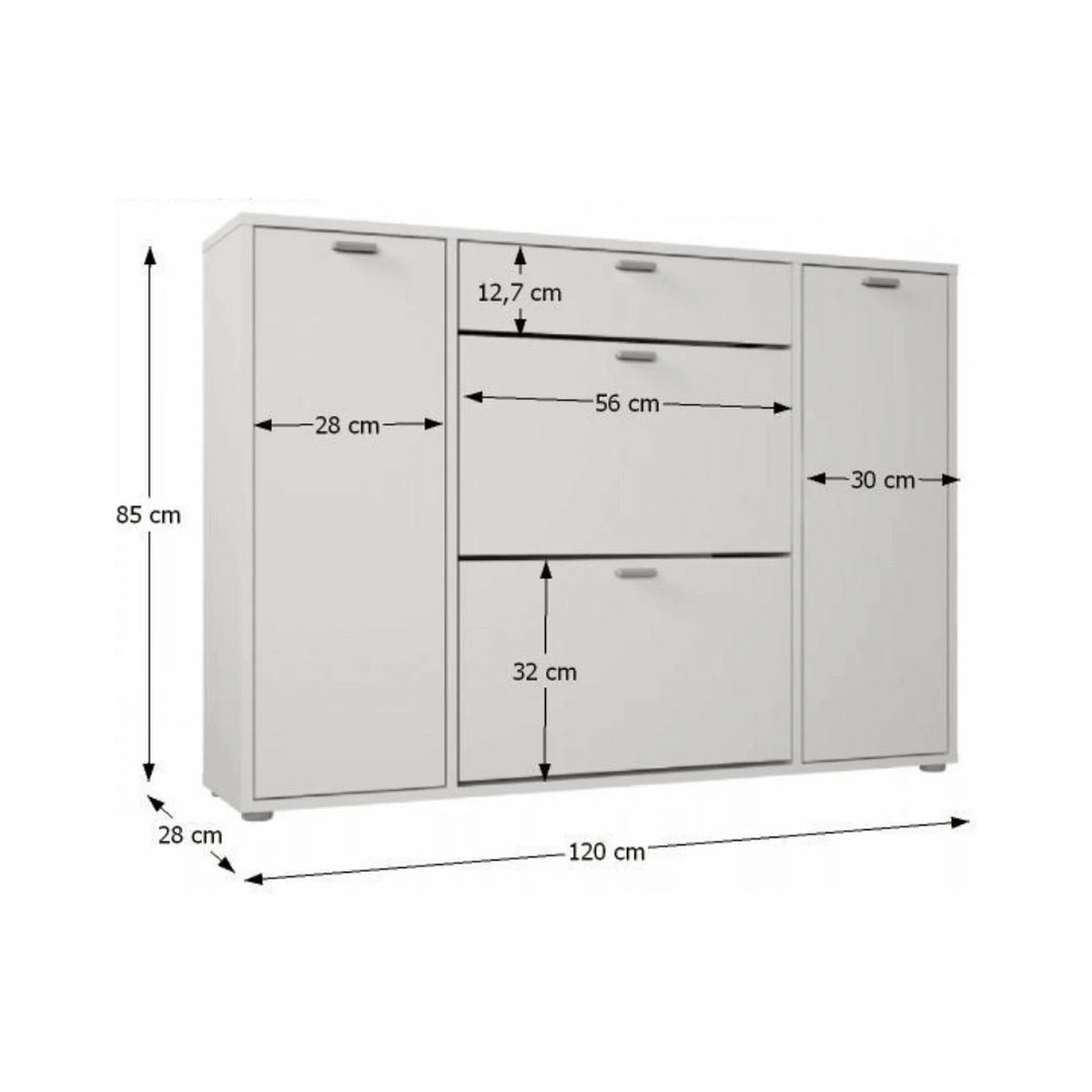 Pantofar ANABELA, alb, PAL melaminat, 120x28x85 cm