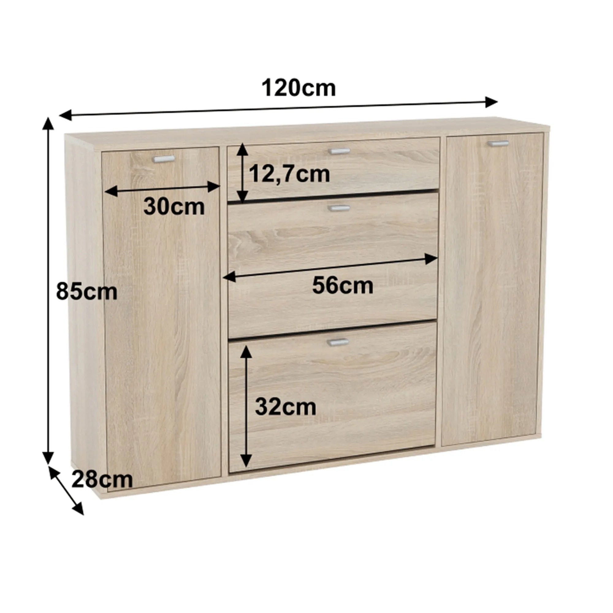 Pantofar ANABELA, stejar sonoma, PAL melaminat, 120x28x85 cm