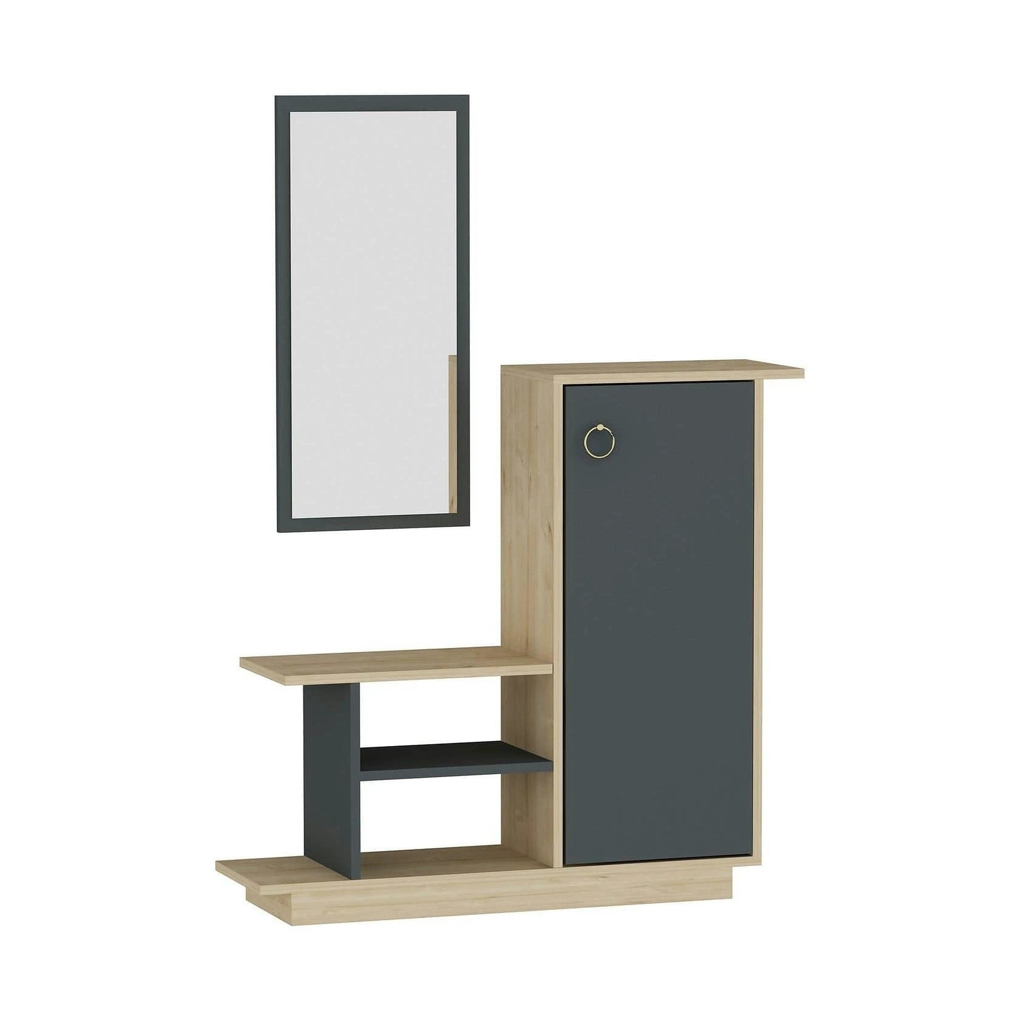 Pantofar ASIA, stejar/gri antracit, PAL melaminat, 80x30x90 cm