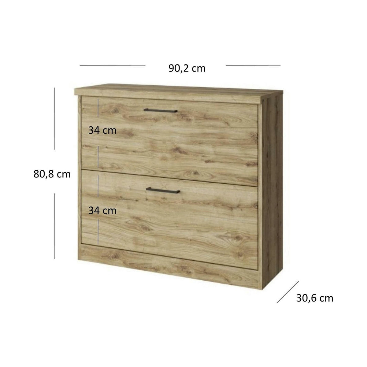 Pantofar DOORSET, stejar navarra, PAL laminat, 90x31x81 cm