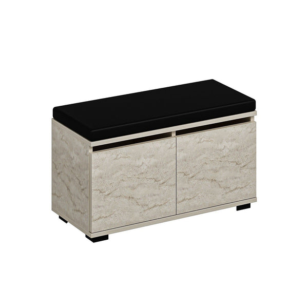 Pantofar DRAGO, bej cu efect de marmura/negru, PAL melaminat, 80x35x42 cm