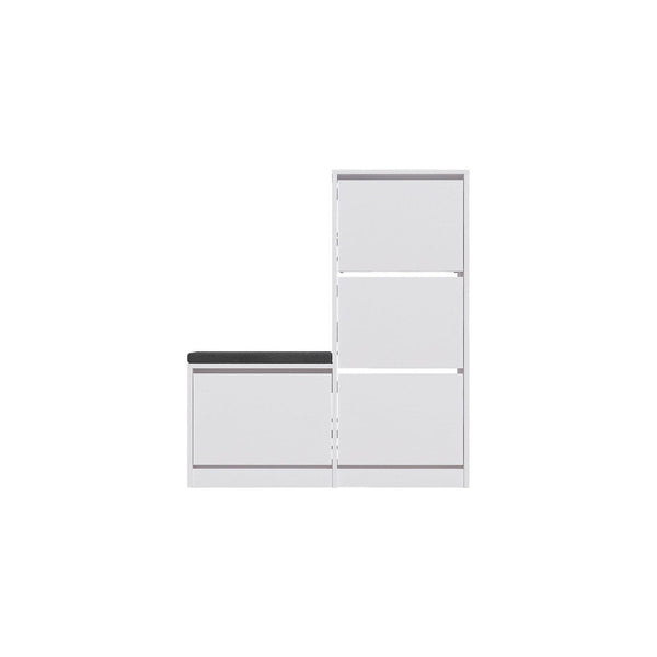 Pantofar DUDE, alb/gri, PAL melaminat/stofa, 105x26x119 cm