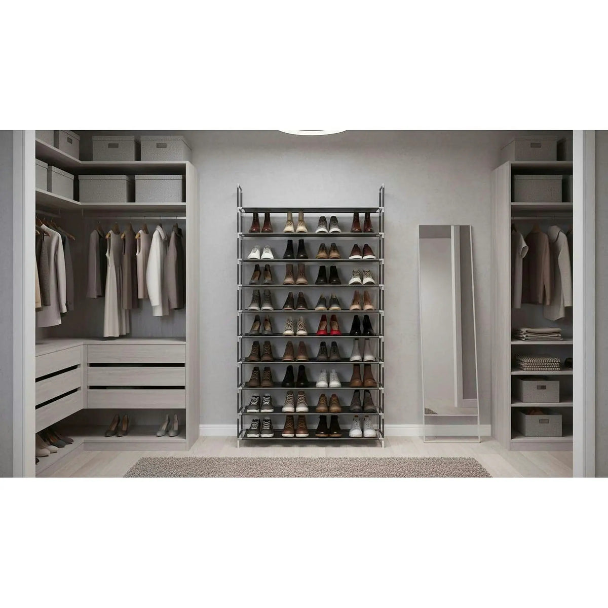 Pantofar FILOU, gri, metal/material textil, 100x27x175 cm
