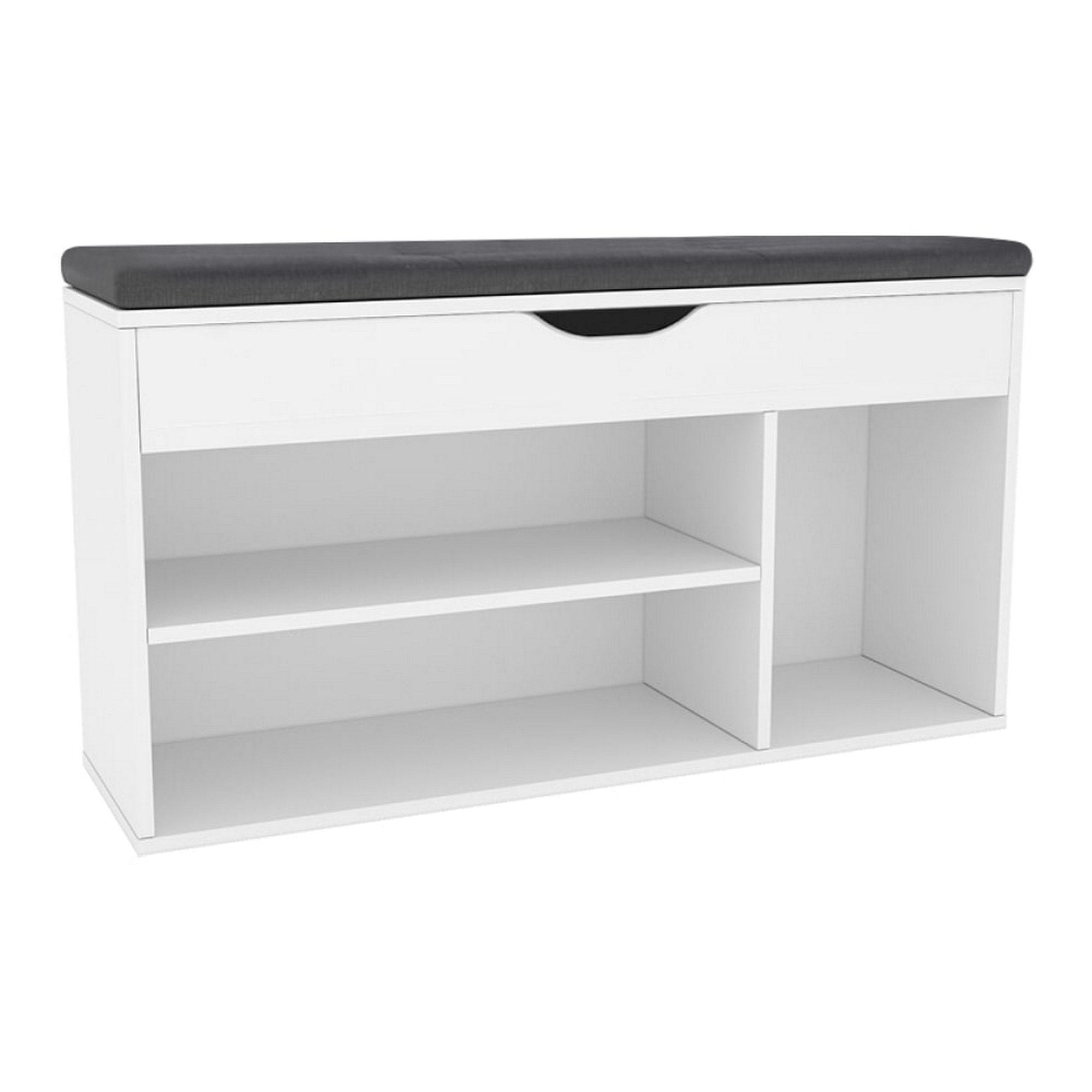 Pantofar FUDDY NEW, alb/gri inchis, DTD laminat, 104x32x48 cm