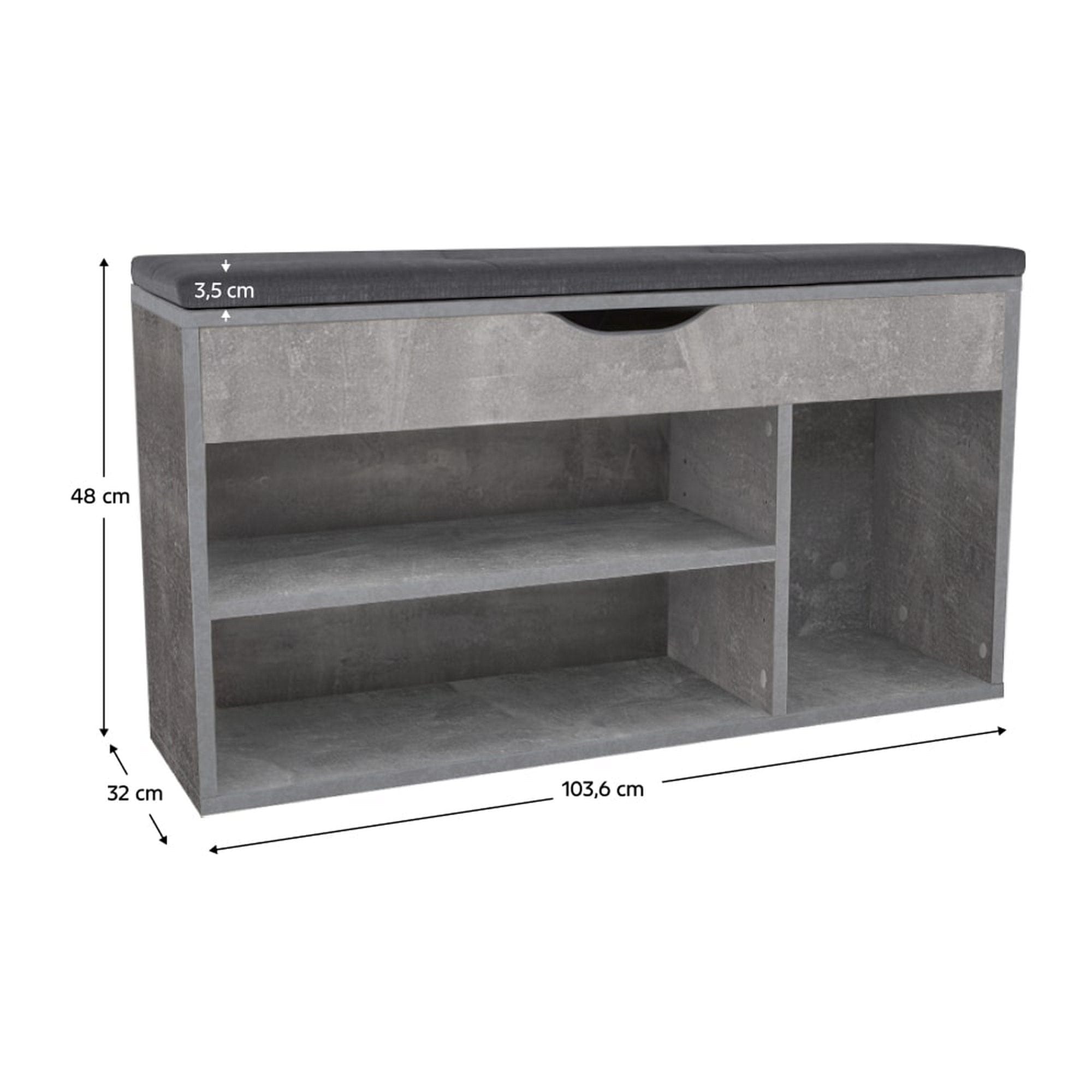 Pantofar FUDDY NEW, gri beton, DTD laminat, 104x32x48 cm