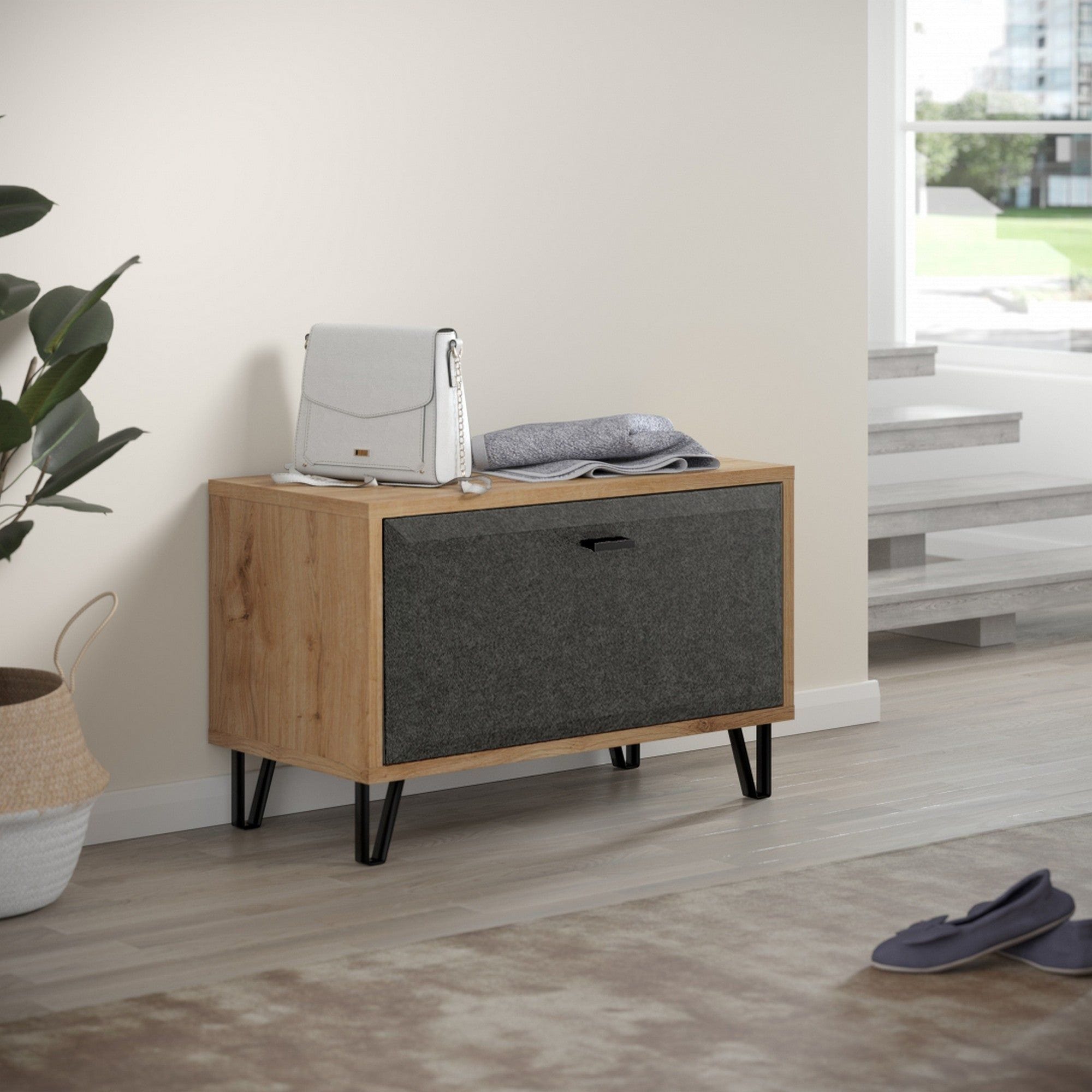 Pantofar GRACE, stejar/gri antracit, PAL laminat, 79x42x51 cm