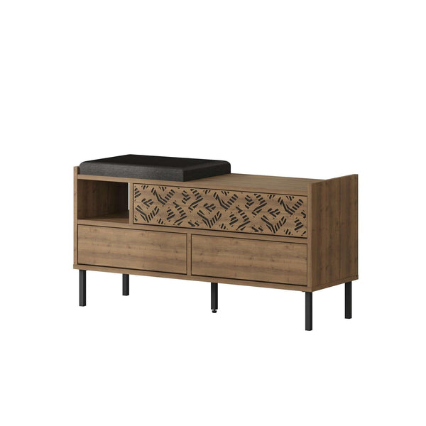 Pantofar HEATON, stejar inchis/gri inchis, PAL melaminat/metal, 110x37x56 cm
