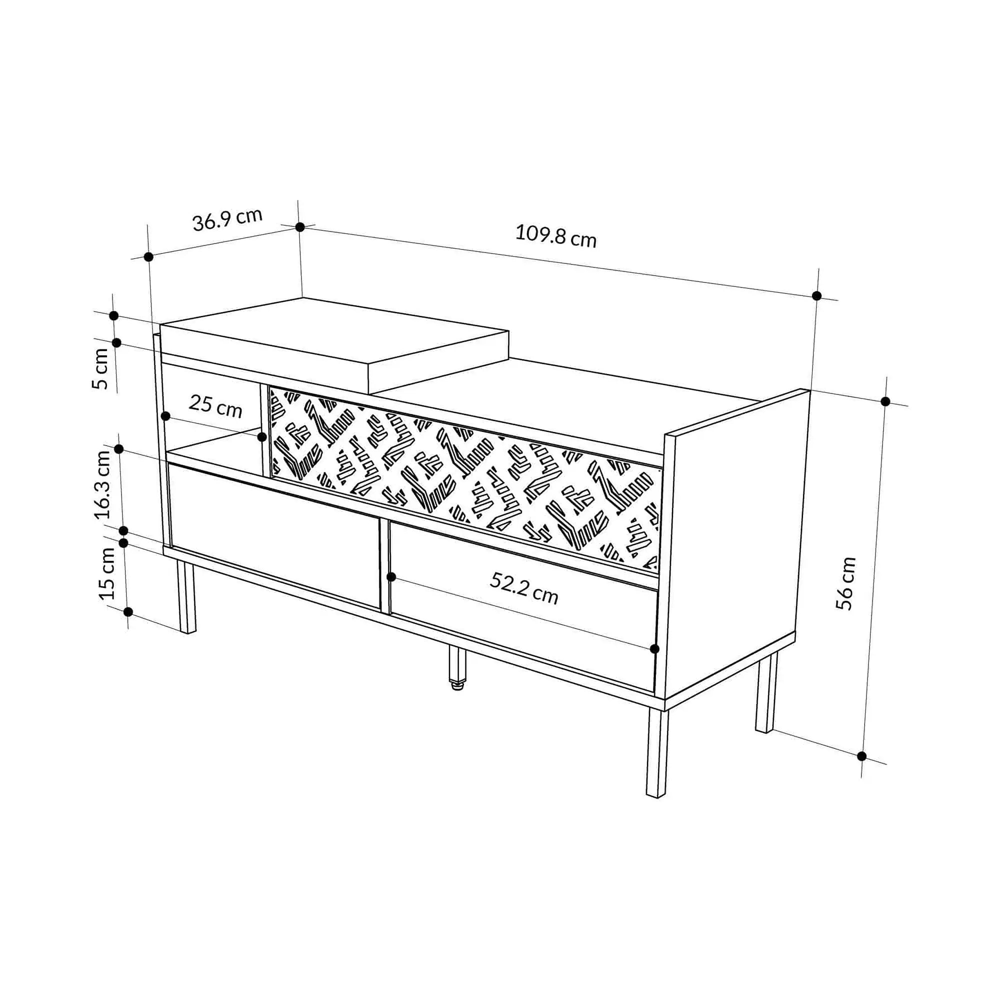 Pantofar HEATON, stejar safir/gri inchis, PAL melaminat, 110x37x56 cm