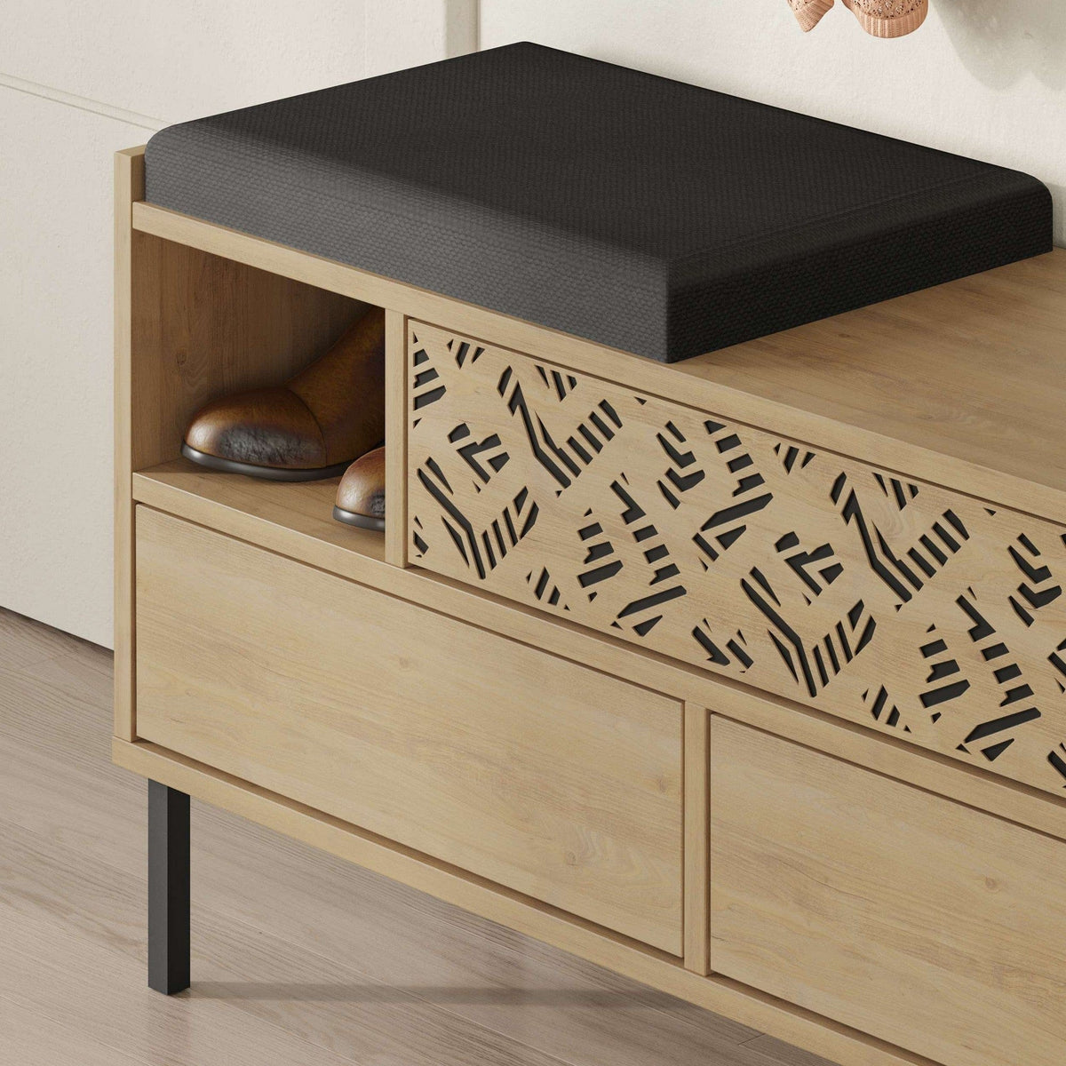 Pantofar HEATON, stejar safir/gri inchis, PAL melaminat, 110x37x56 cm