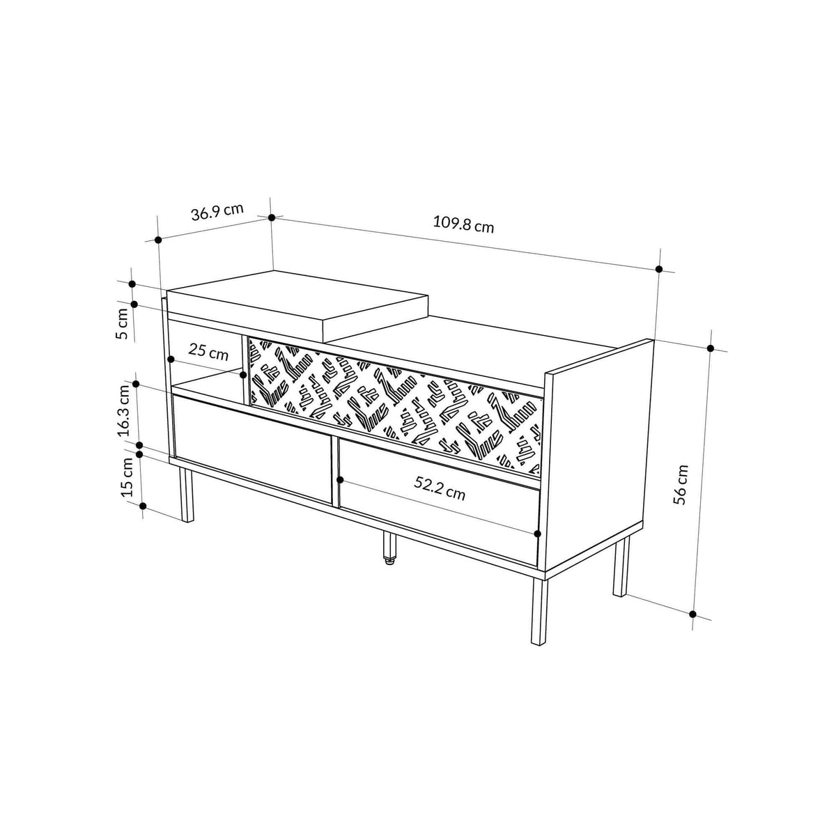 Pantofar HEATON, stejar safir/gri inchis, PAL melaminat, 110x37x56 cm