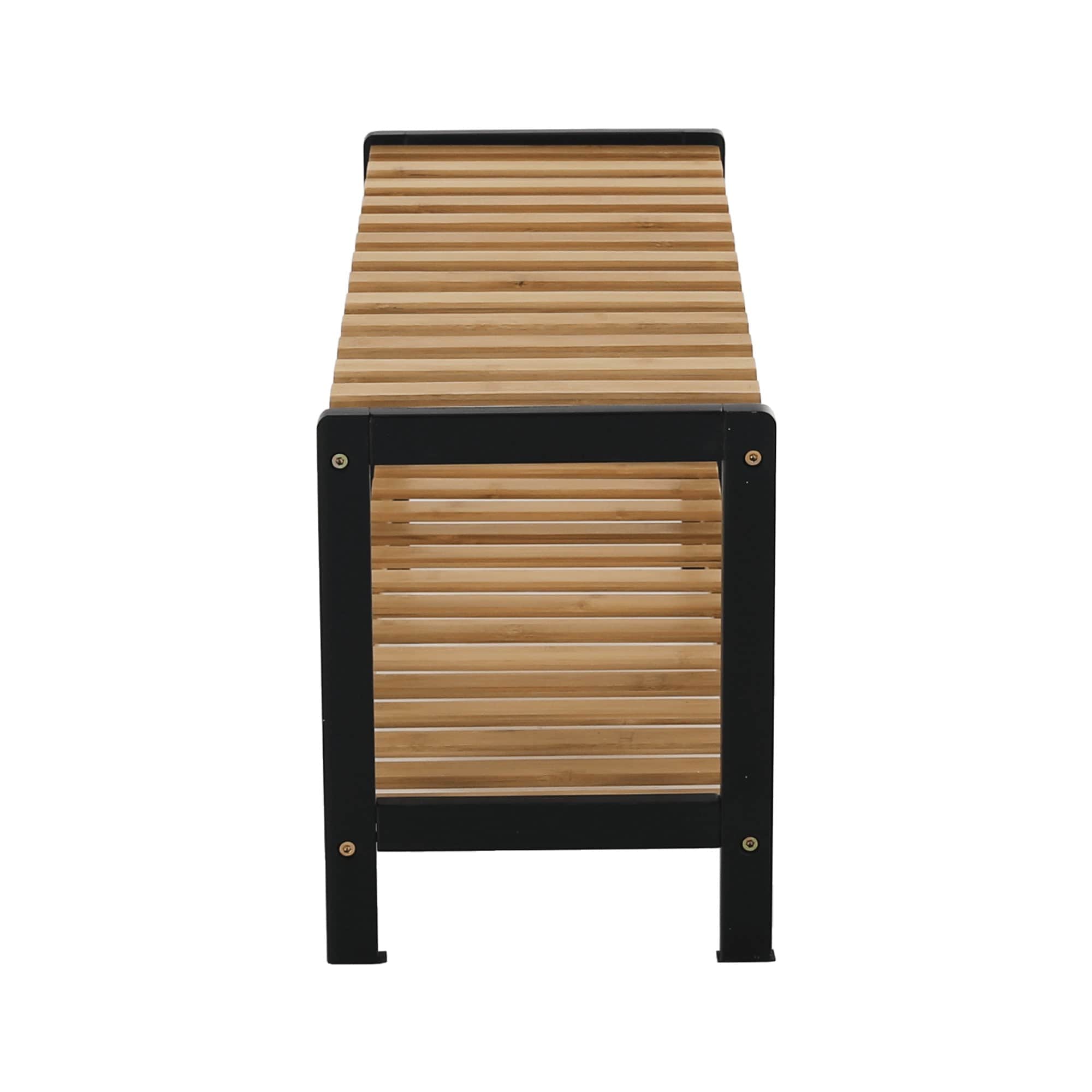 Pantofar KONTRE, negru/stejar, 70x26x34 cm