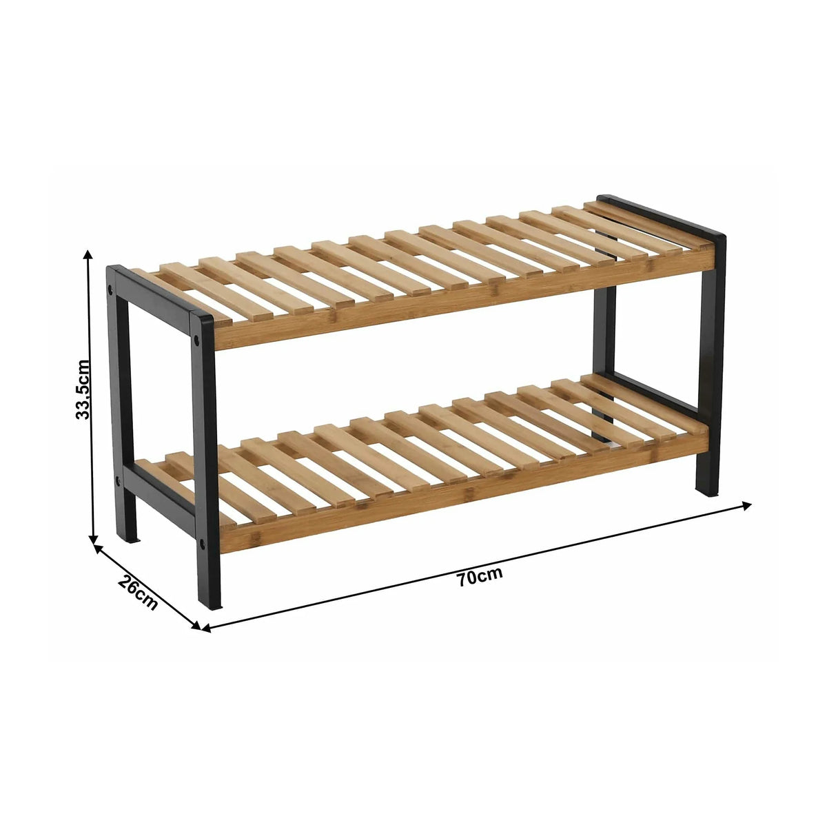 Pantofar KONTRE, negru/stejar, 70x26x34 cm