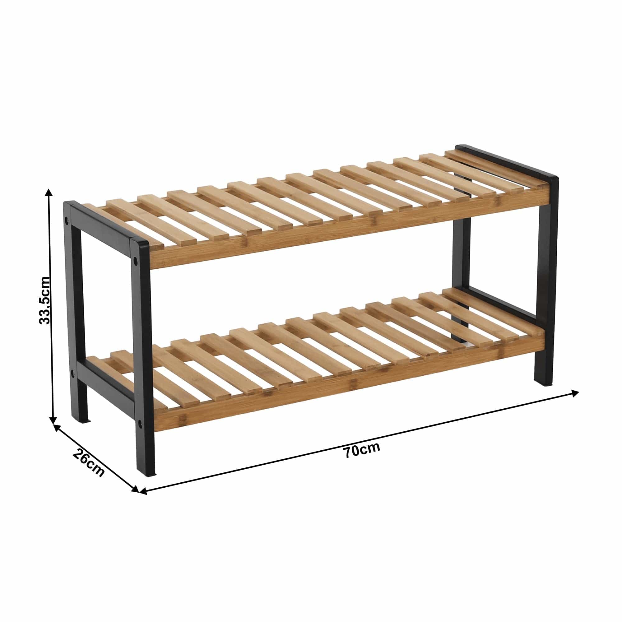 Pantofar KONTRE, negru/stejar, 70x26x34 cm