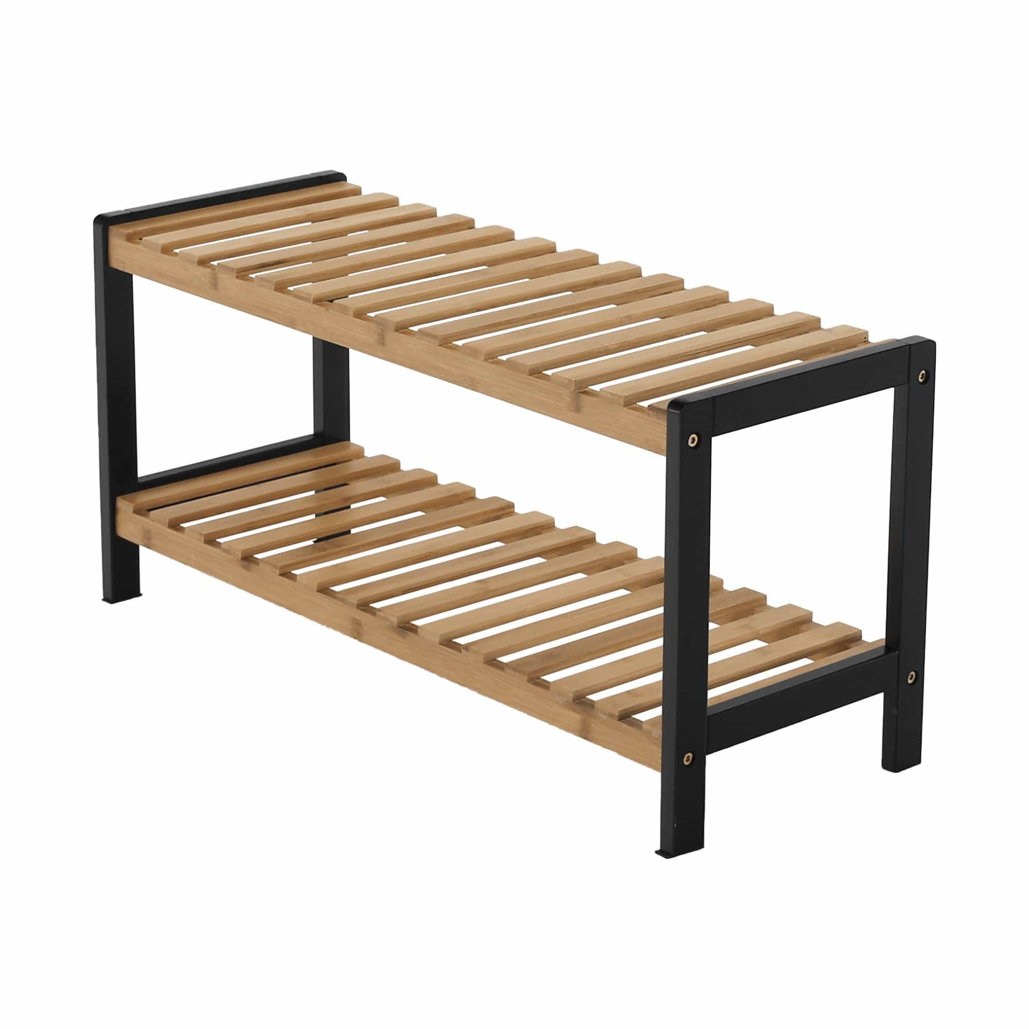 Pantofar KONTRE, negru/stejar, 70x26x34 cm