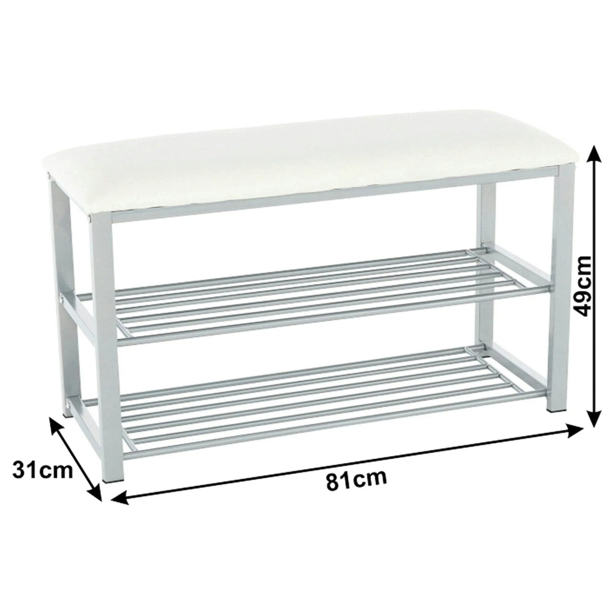 Pantofar LANGELLA, alb/crom, stofa clasica/metal, 81x31x49 cm