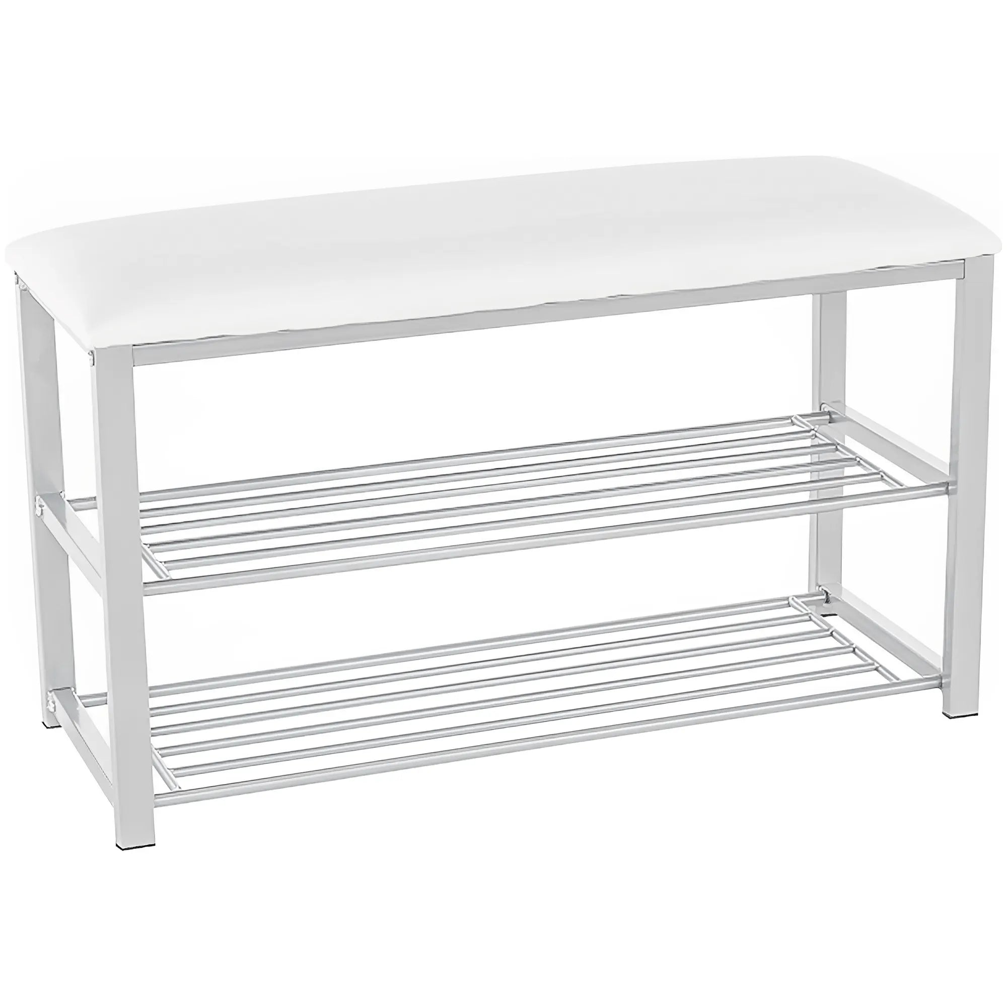 Pantofar LANGELLA, alb/crom, stofa clasica/metal, 81x31x49 cm