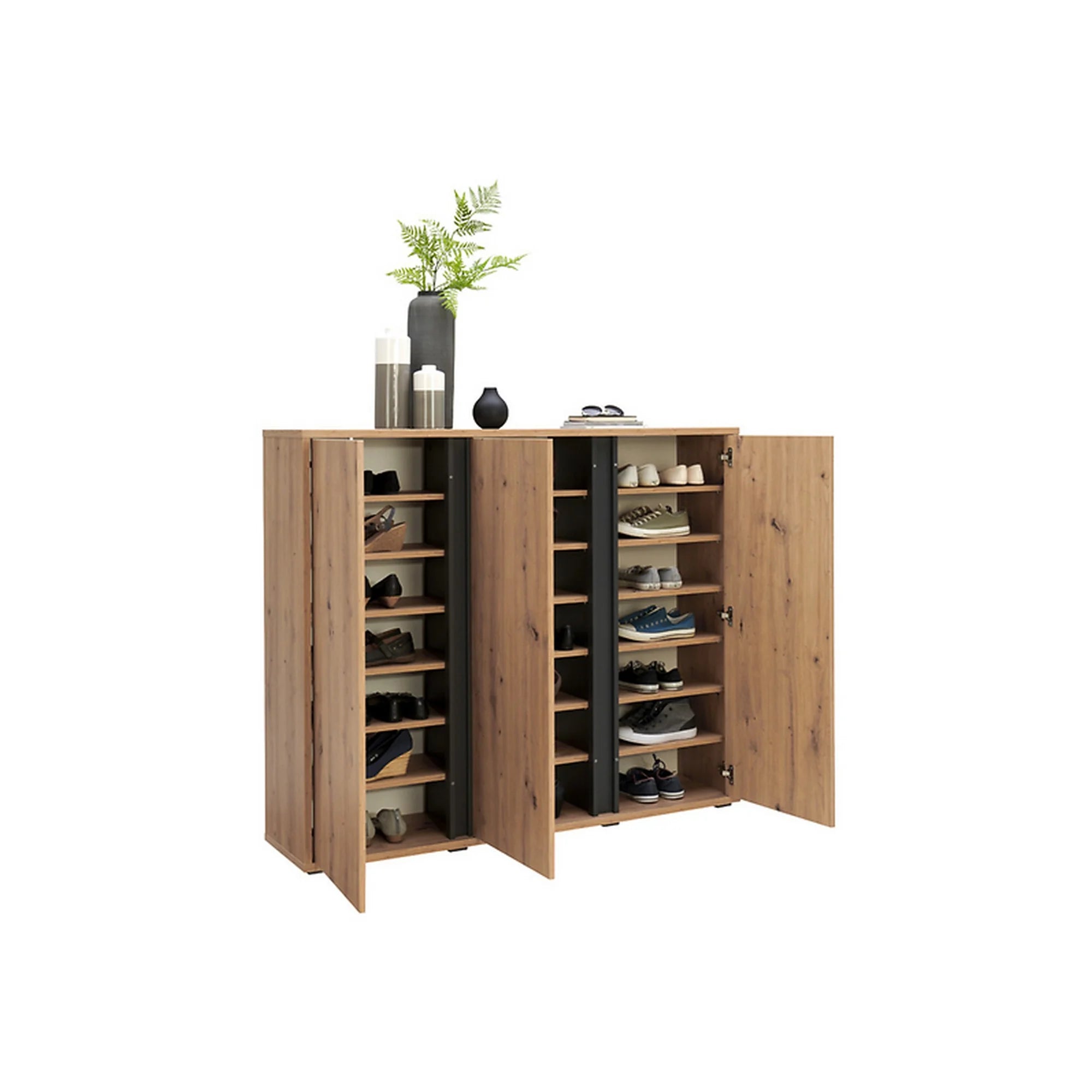 Pantofar LIV, stejar artisan/gri antracit, PAL laminat, 145x34x120 cm